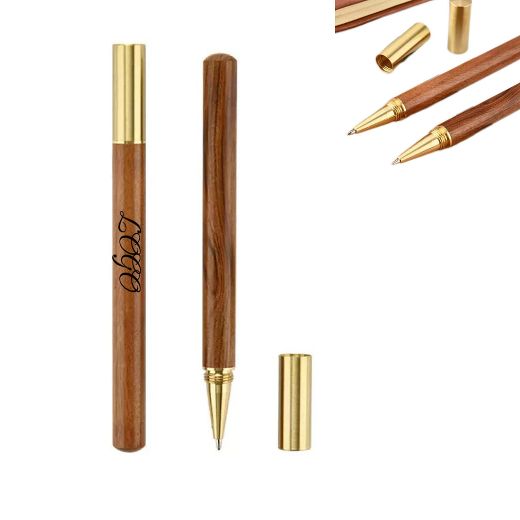 Metal Pen with Pear Blossom Wood Body and Brass Cap