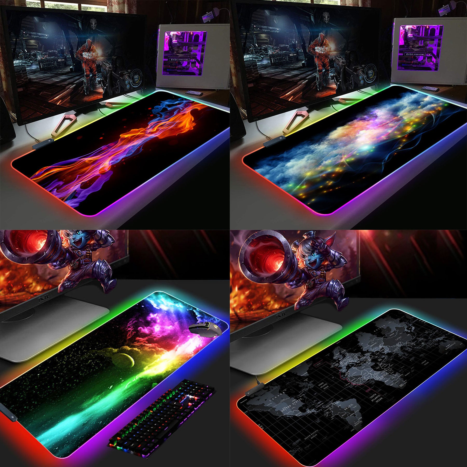 Customizable Large Size LED Multi-mode Luminous Mouse Pad
