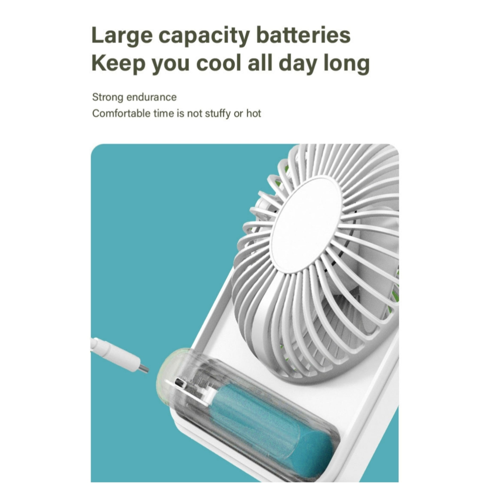 Slim Desk Fan Rechargeable Quiet Folding Handheld Portable