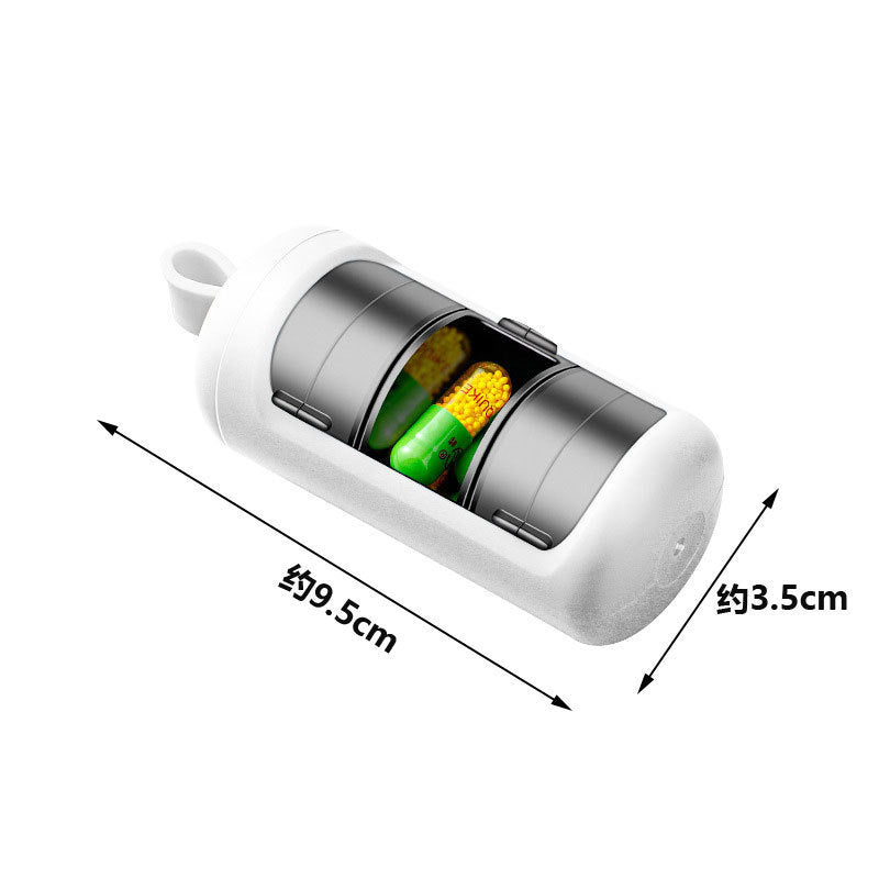 Portable Three-Compartment Windowable Pill Box