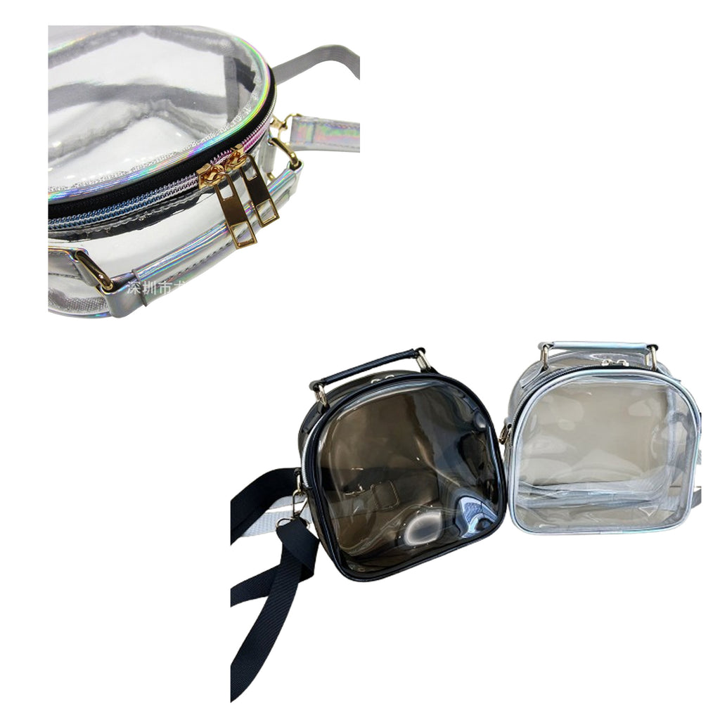 Transparent Semicircular Waist Pack With Colored Border