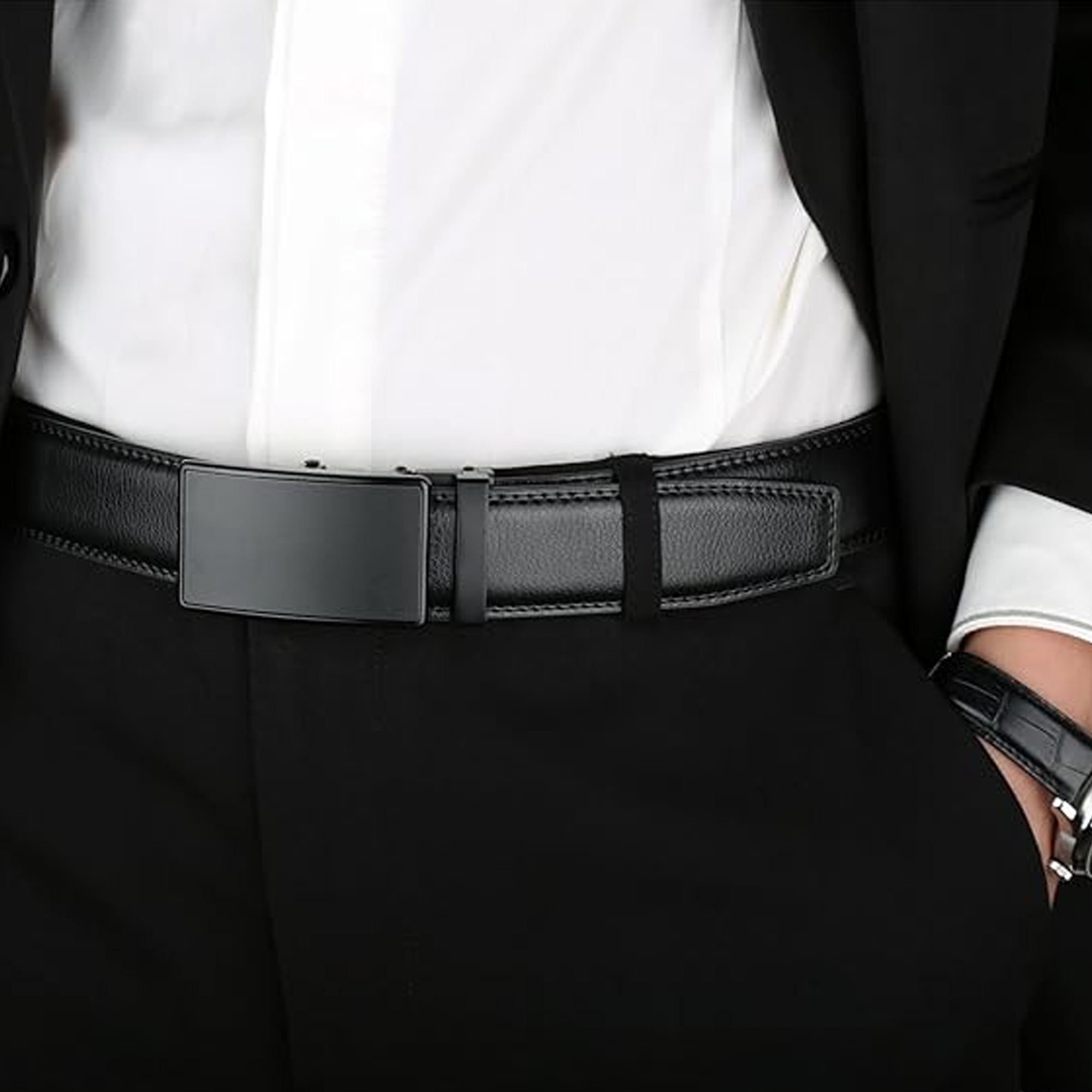 Men'S Real Leather Ratchet Dress Casual Belt
