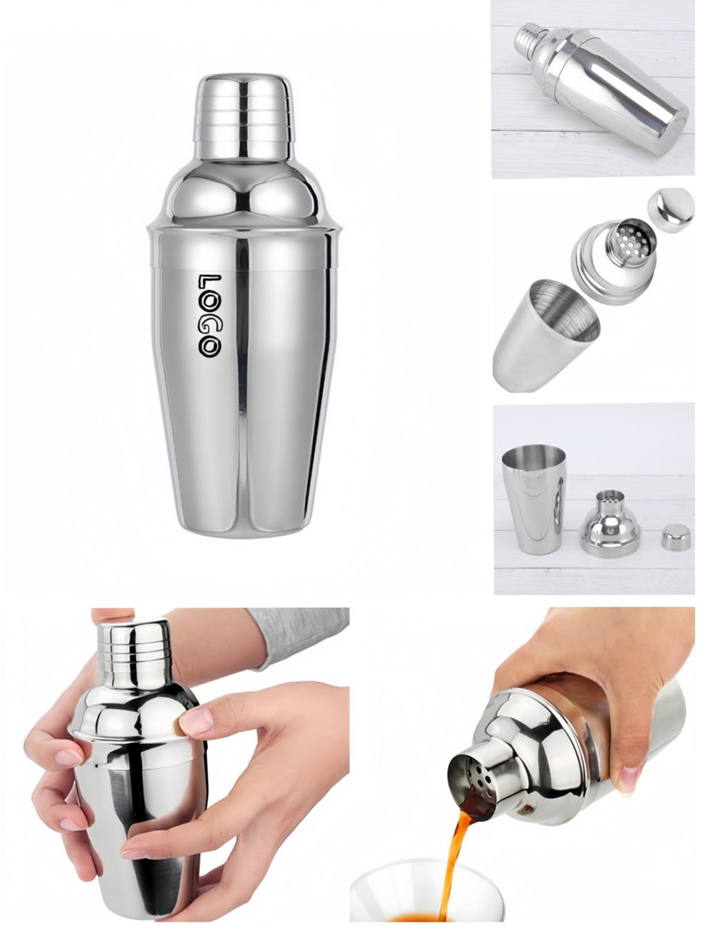Three-Segment Stainless Steel Cocktail Shaker