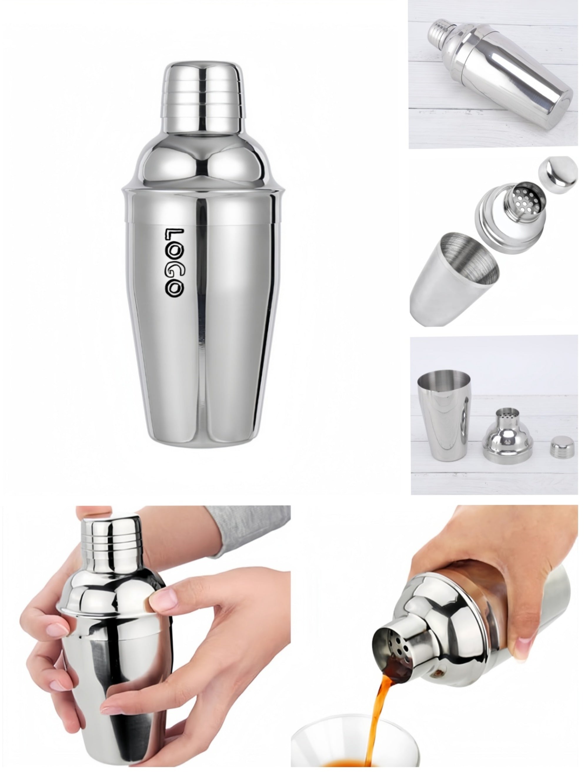 Three-Segment Stainless Steel Cocktail Shaker