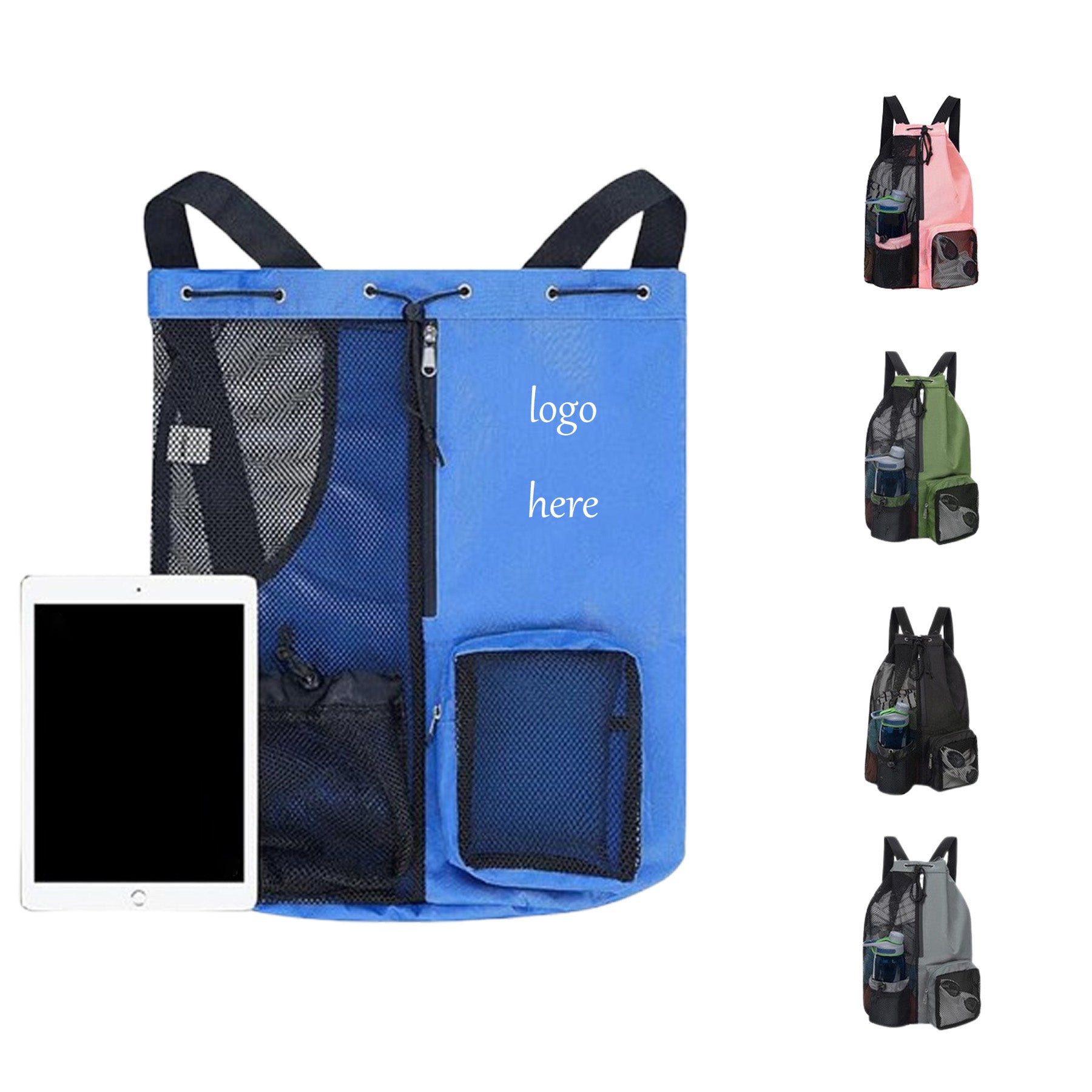 Zippered Sports Backpack with Dual Mesh Pockets