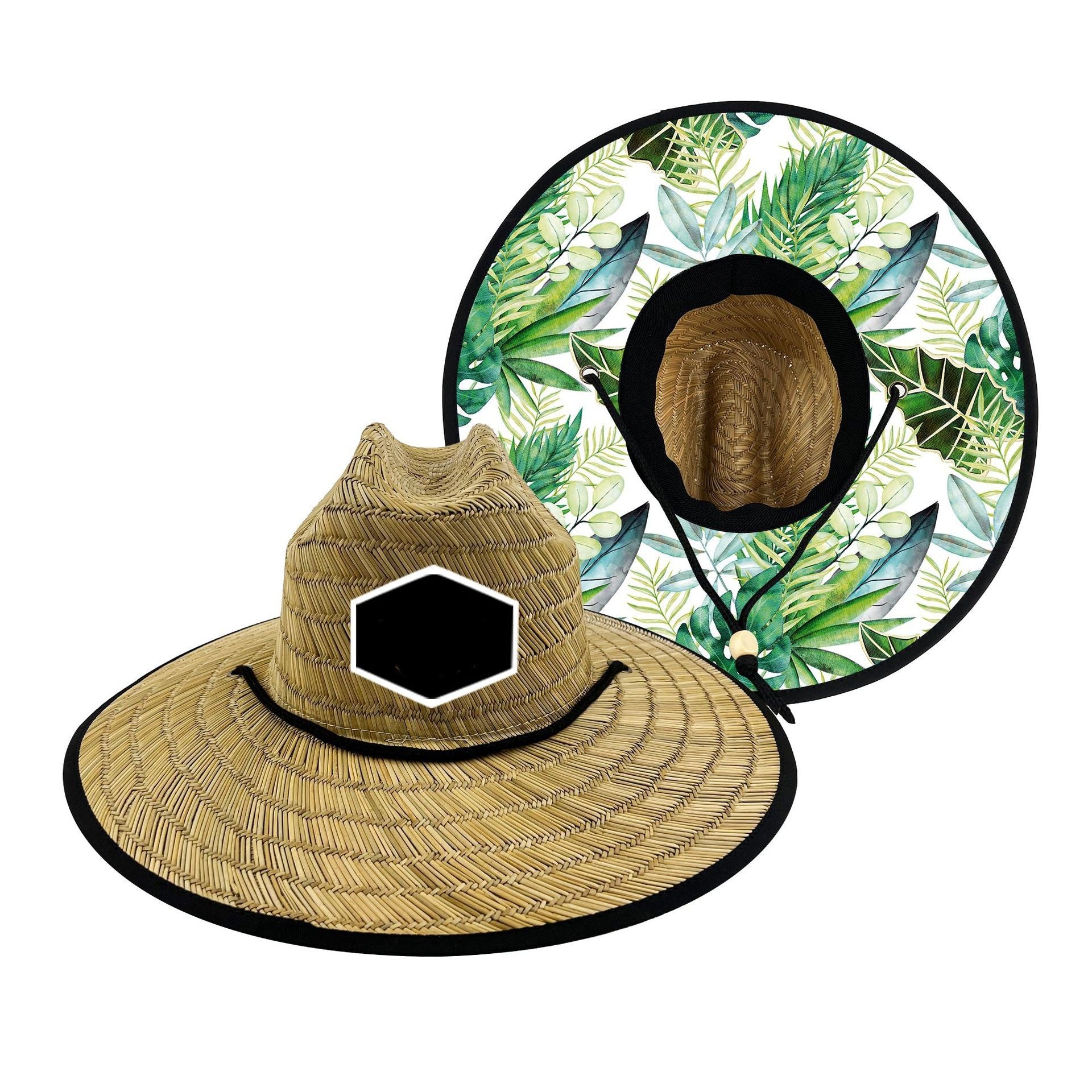 Lifeguard Straw Hat W/Custom Patch & Underneath