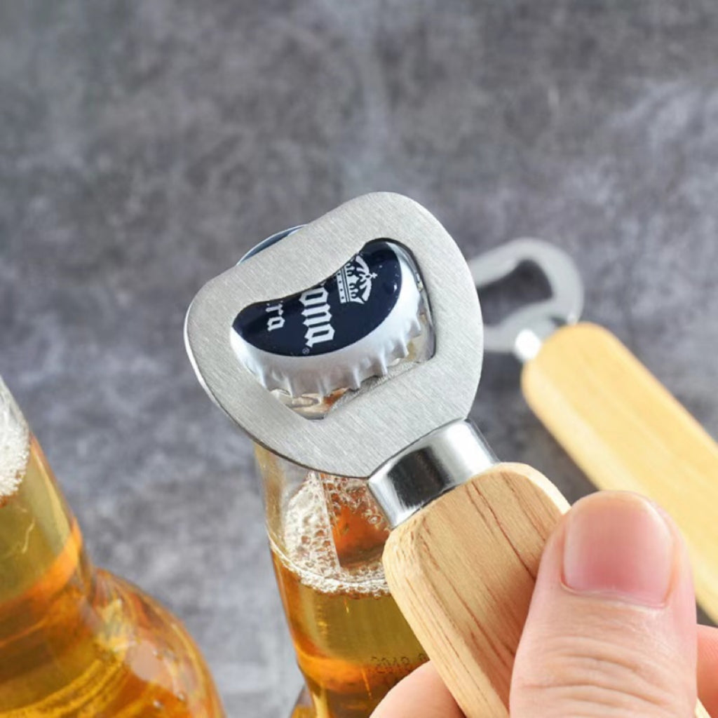 Wooden Handle Stainless Steel Bottle Opener