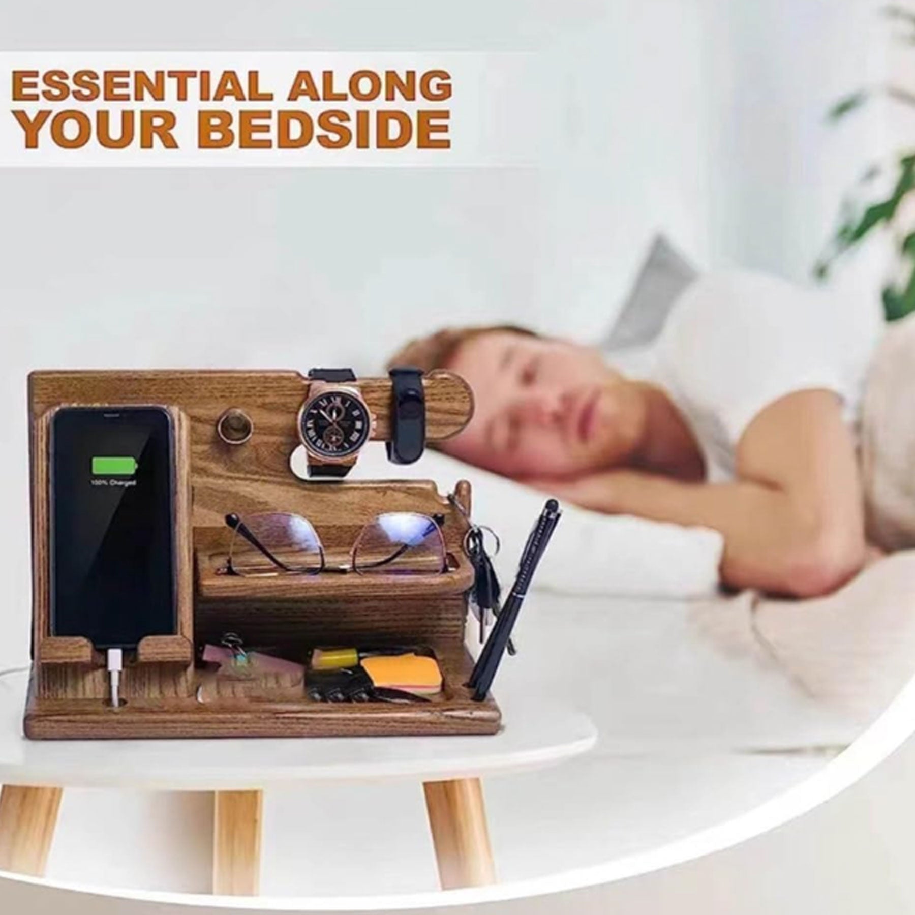 Wood Docking Station Organizer