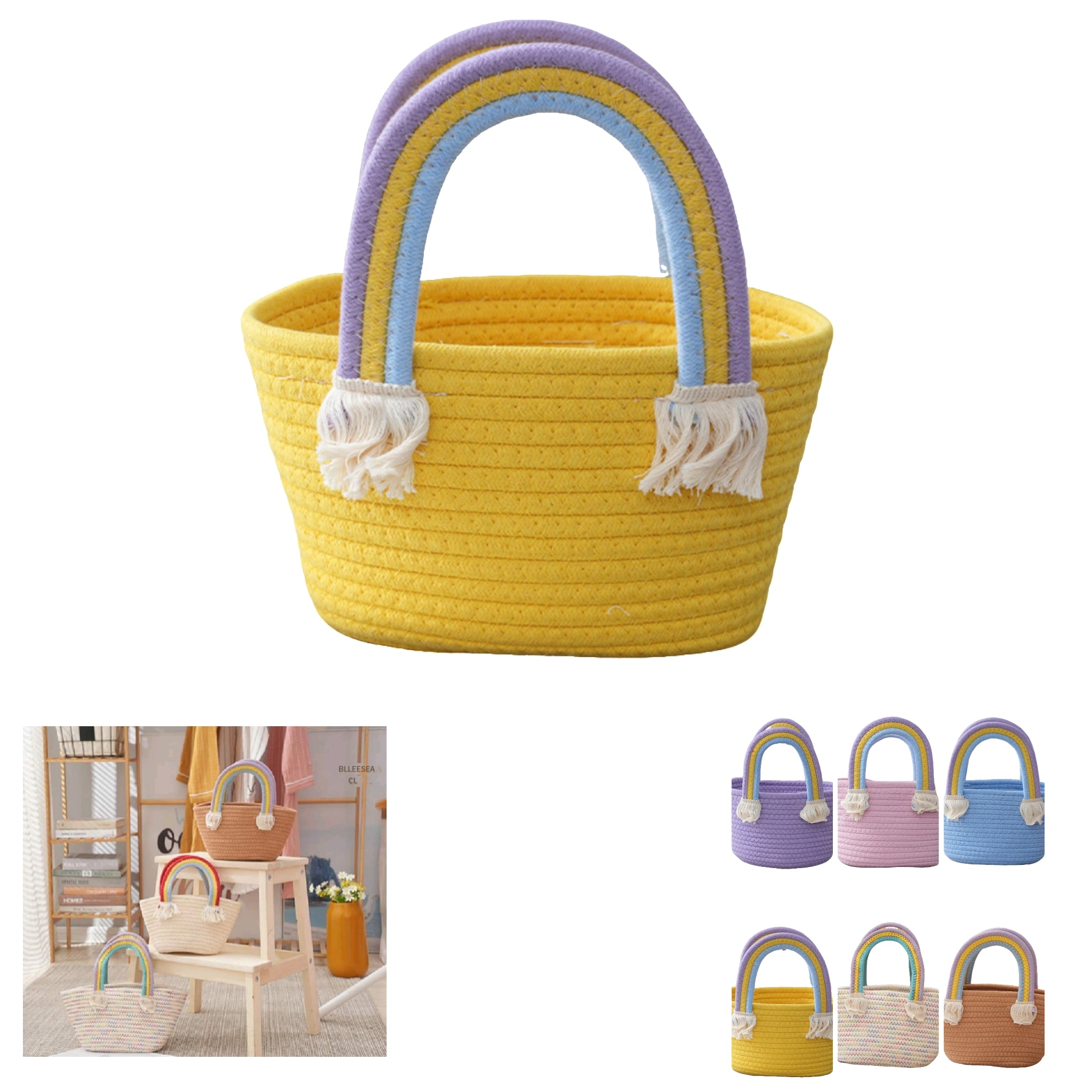 Pastel Rainbow Macrame Bag Handmade Cotton Bridal Favor