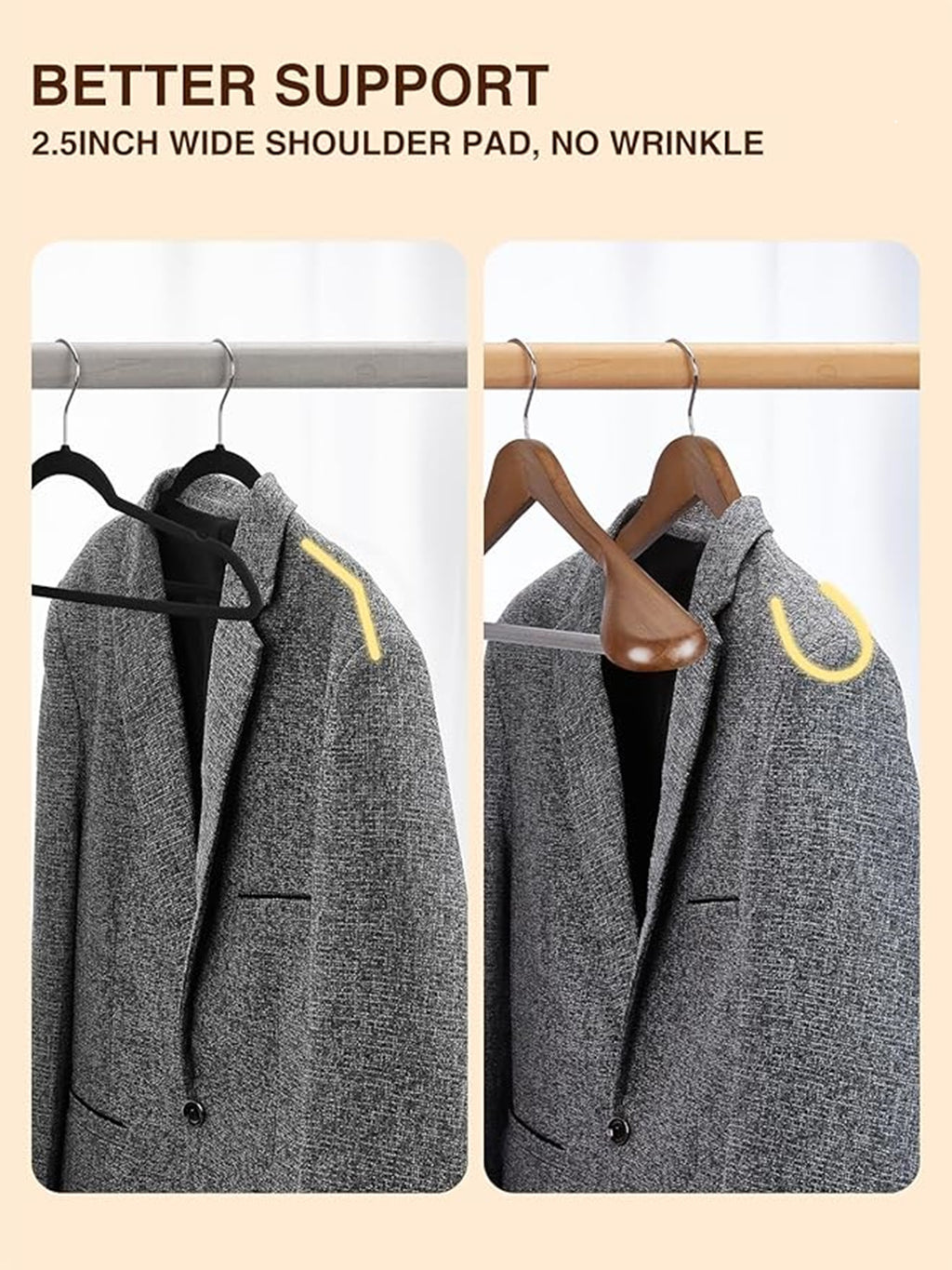 Suit Coat Hangers With Anti-Slip Strips