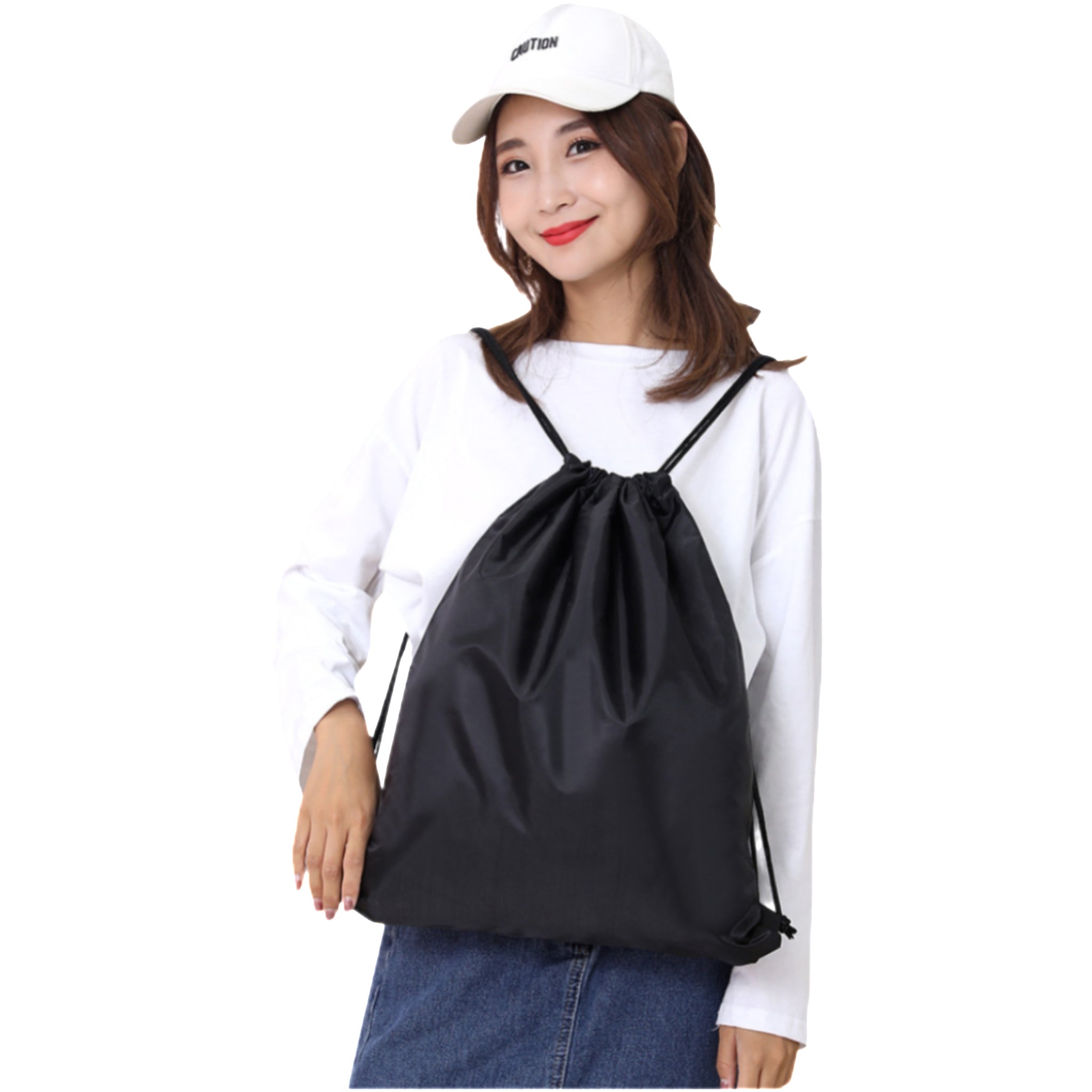 Oxford Fabric Drawstring Backpack With Toggle Closure