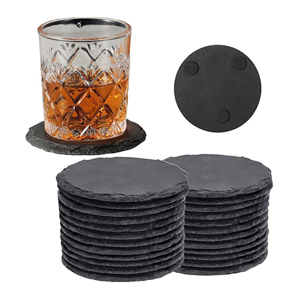 Round Slate Drink Coasters Set