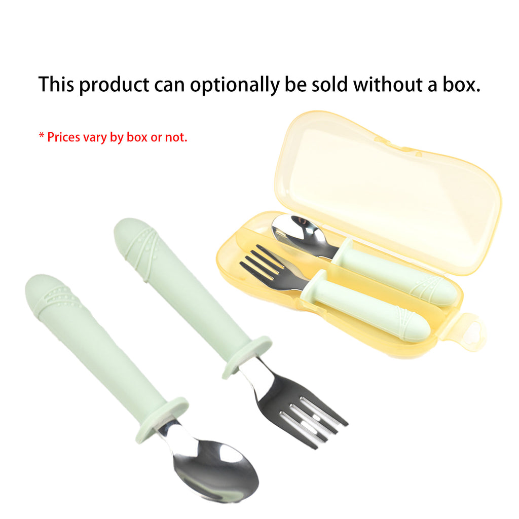 Fork And Spoon Set With Silicone Handle