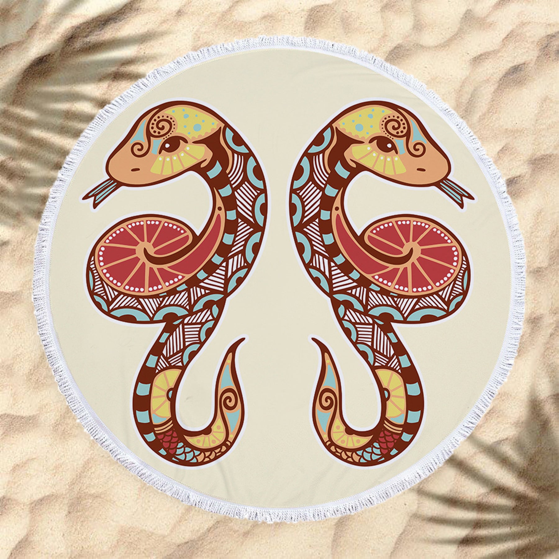 The Zodiac Printing Round Beach Towel With Tassels