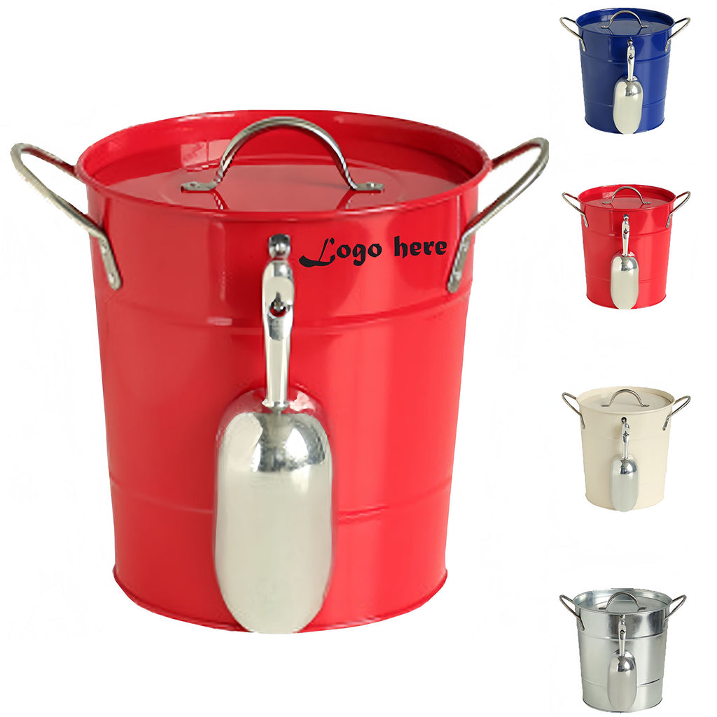 Tinplate Ice Bucket With Scoop And Lid