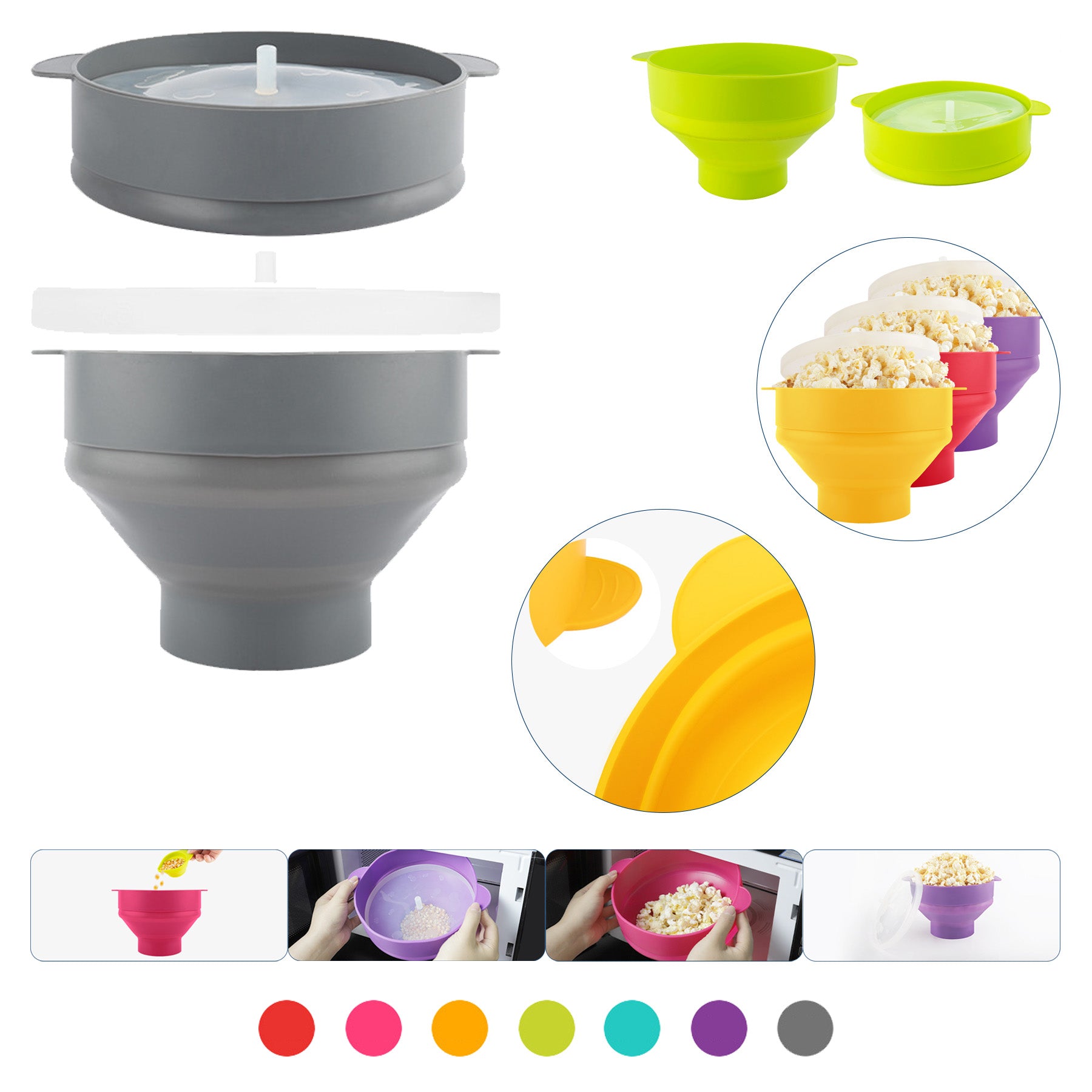 Portable Folding Silicone Popcorn Bucket