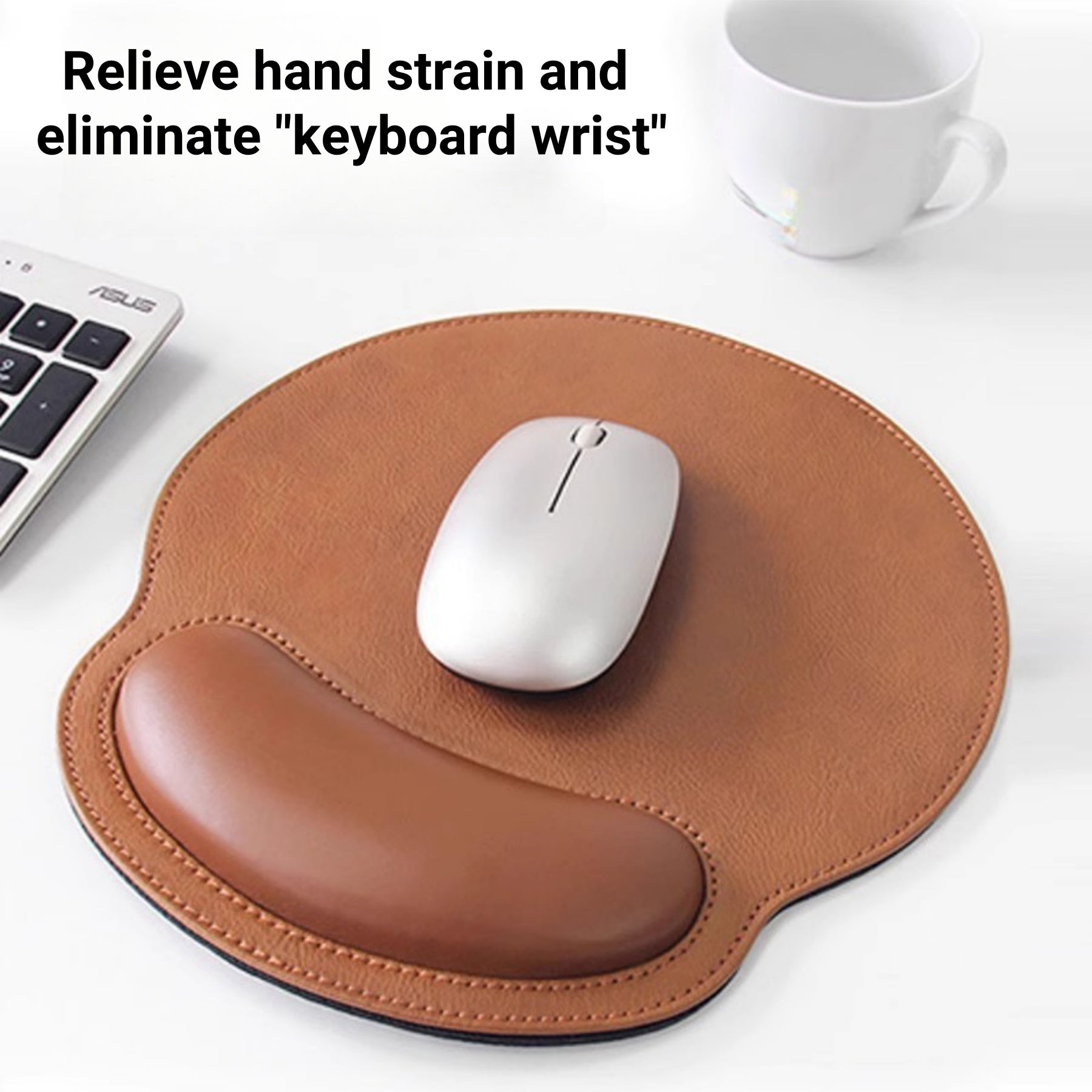 Leather Wrist Rest Mouse Pad With Hand Support