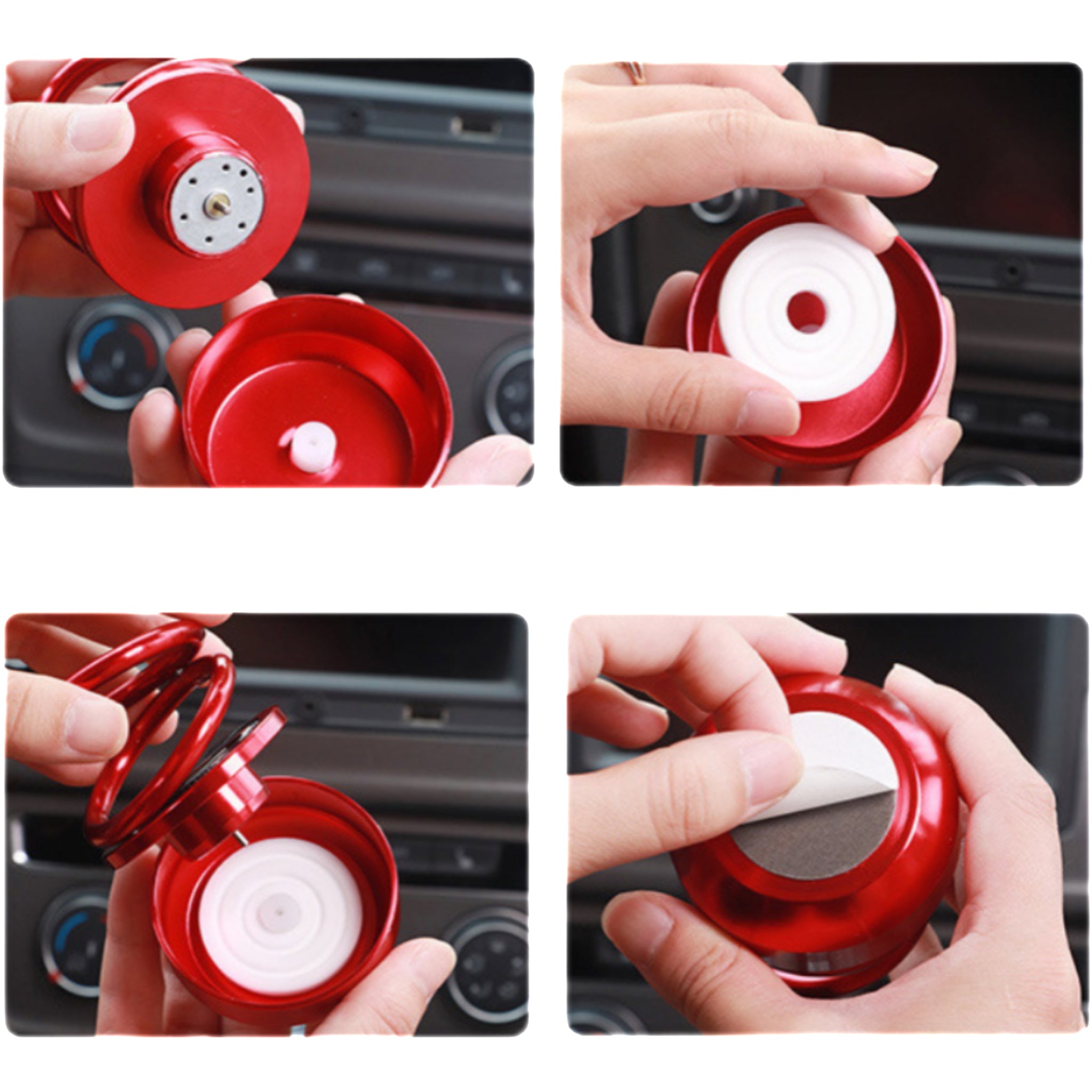 Solar - Powered Double - Ring Floating Car Ornament