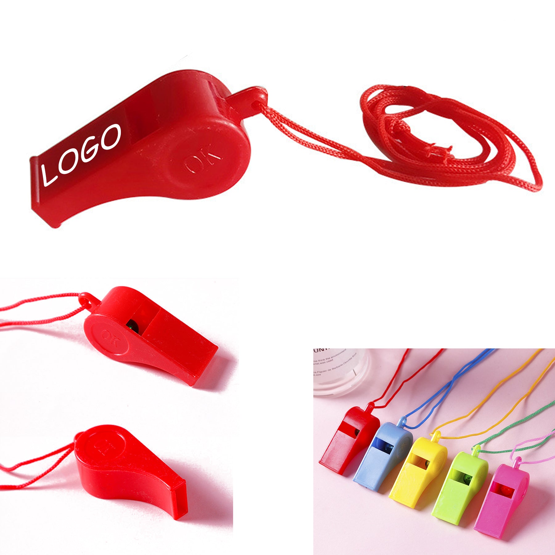 Plastic Whistle With Lanyard