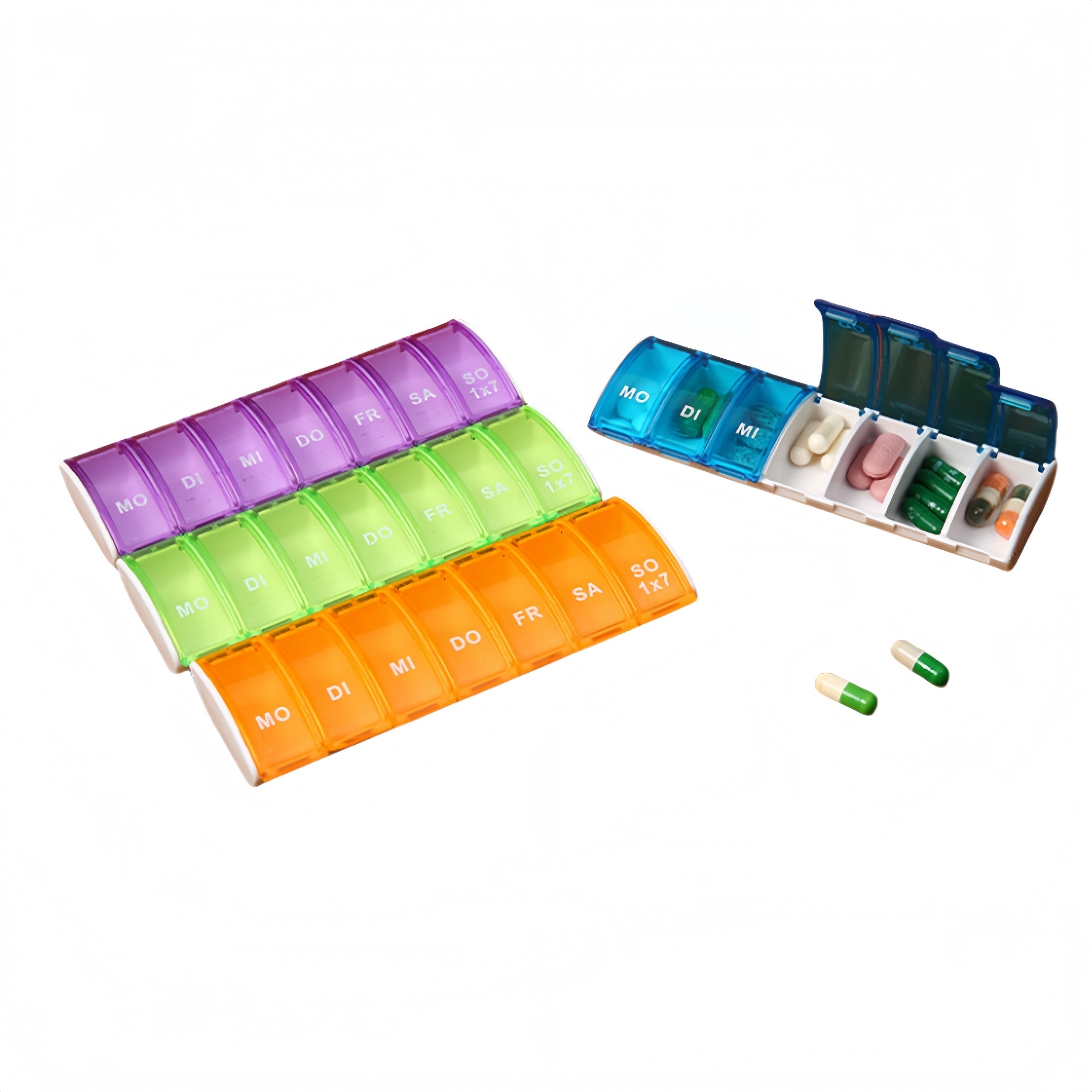 Colorful Transparent 7-Grid Travel Portable Pill Box Made Of Pp Material