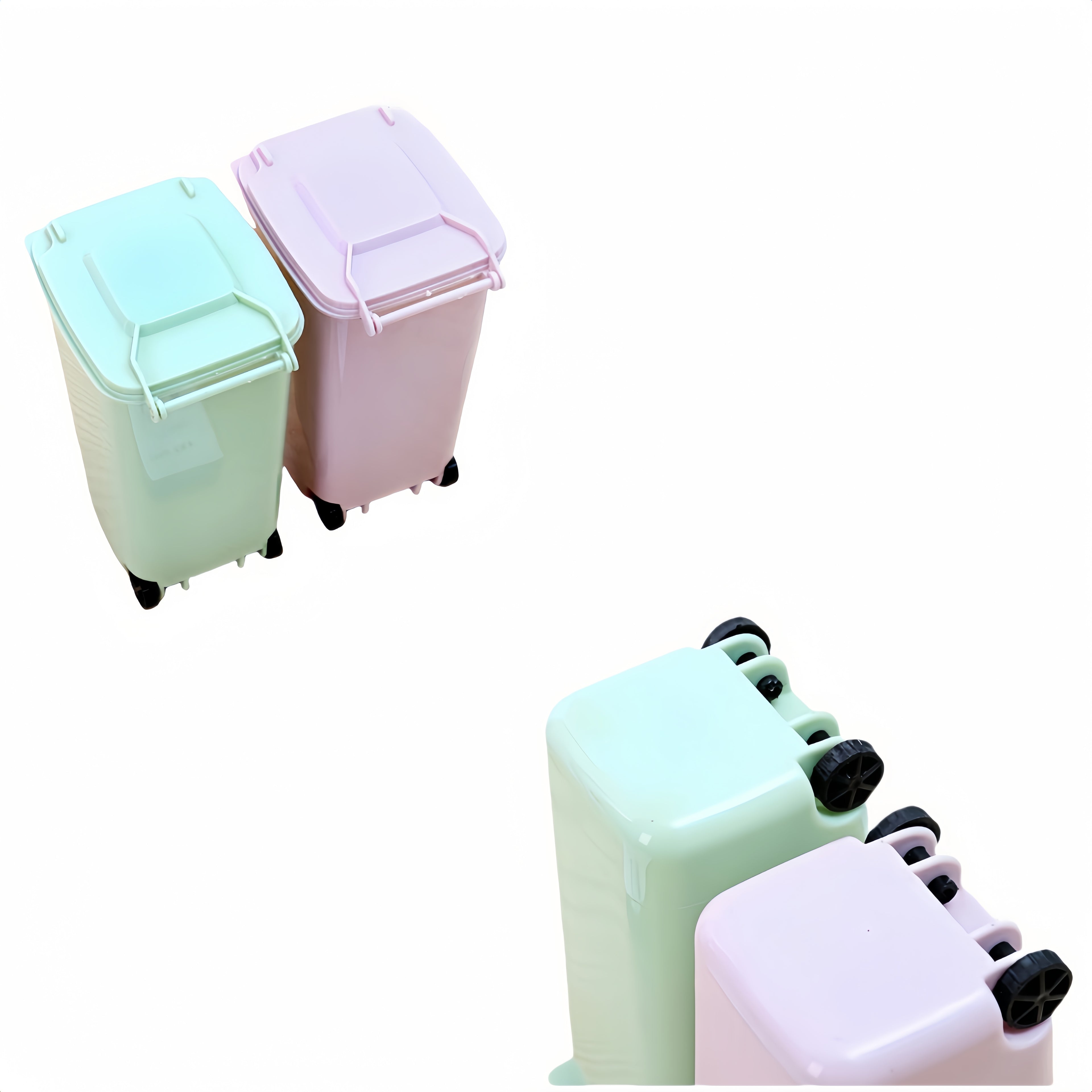 Square PP - Material Trash Bin With Wheels, Also Serving As A Pen Holder