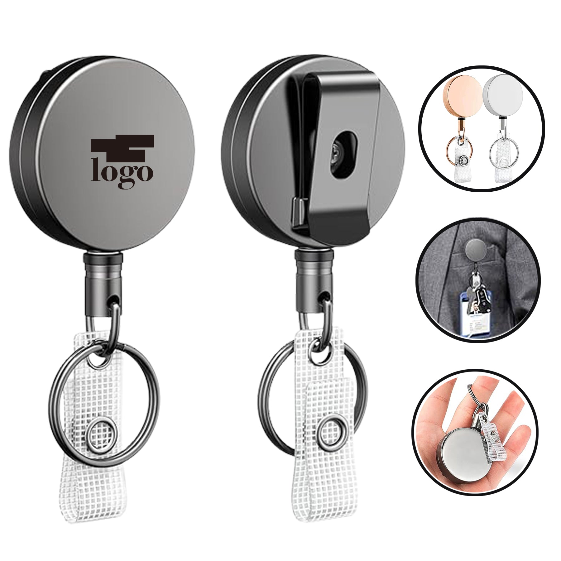 Retractable Badge Holder with Carabiner Reel Clip