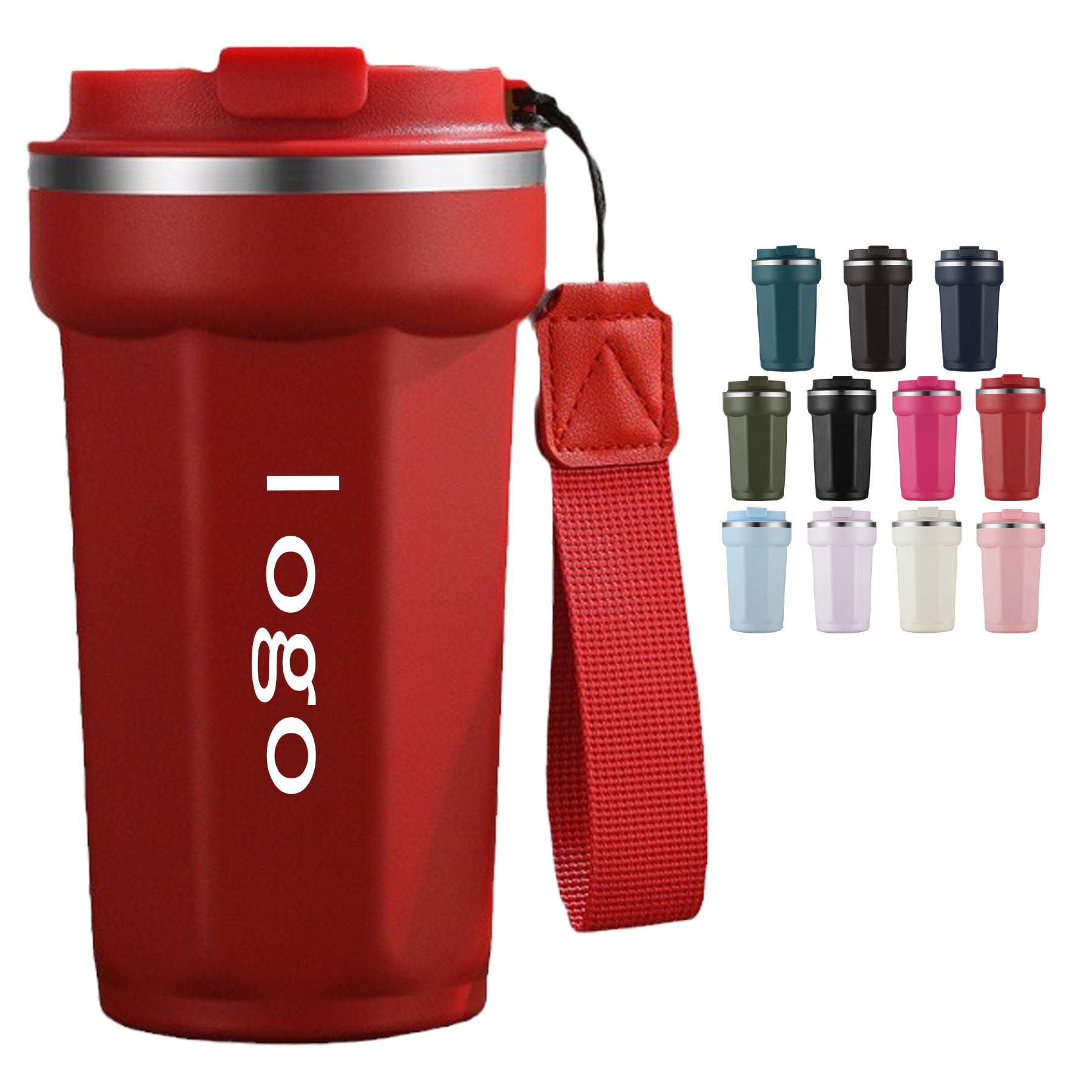 17 Oz. Stainless Steel Vacuum Coffee Cup With Sling
