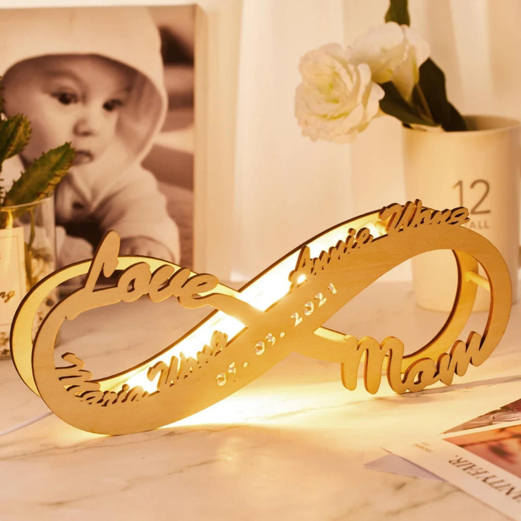Personalized USB LED Night Light Custom Wooden Wall Lamp