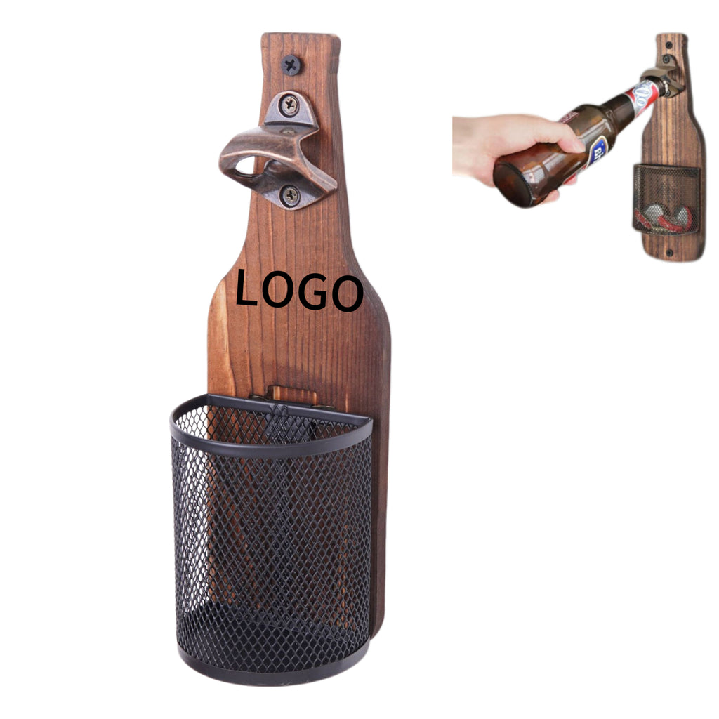 Wooden Wall-Mounted Bottle Opener