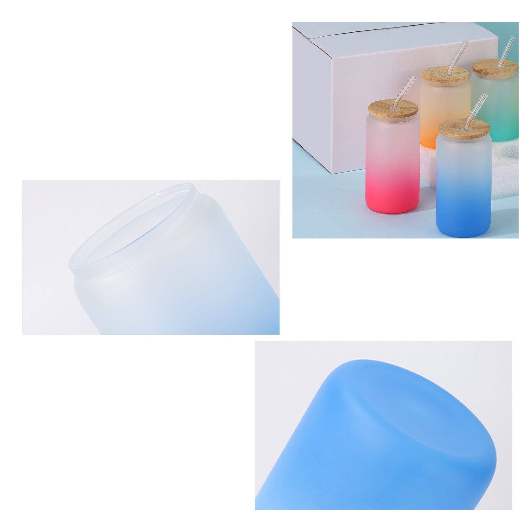 Frosted Glass Cup with Bamboo Lid