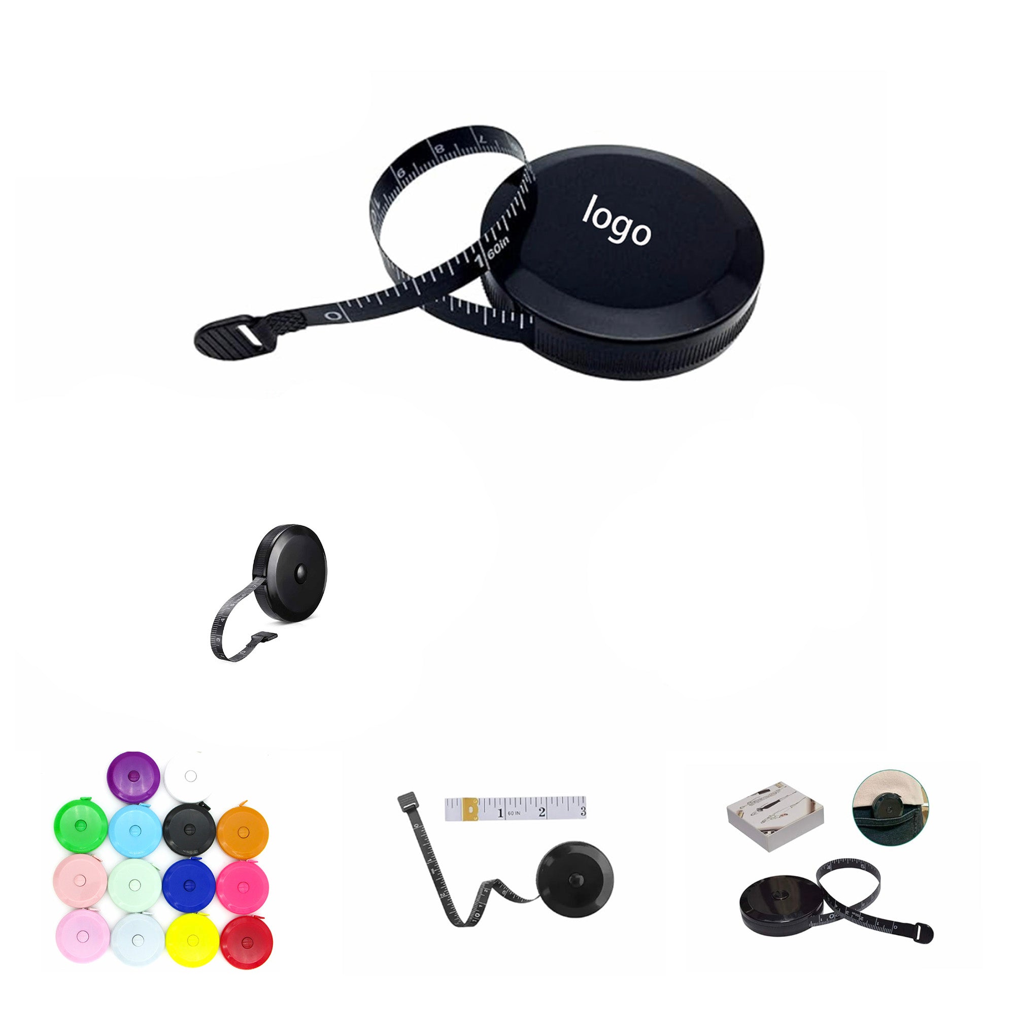 Black Retractable Circular Tape Measure