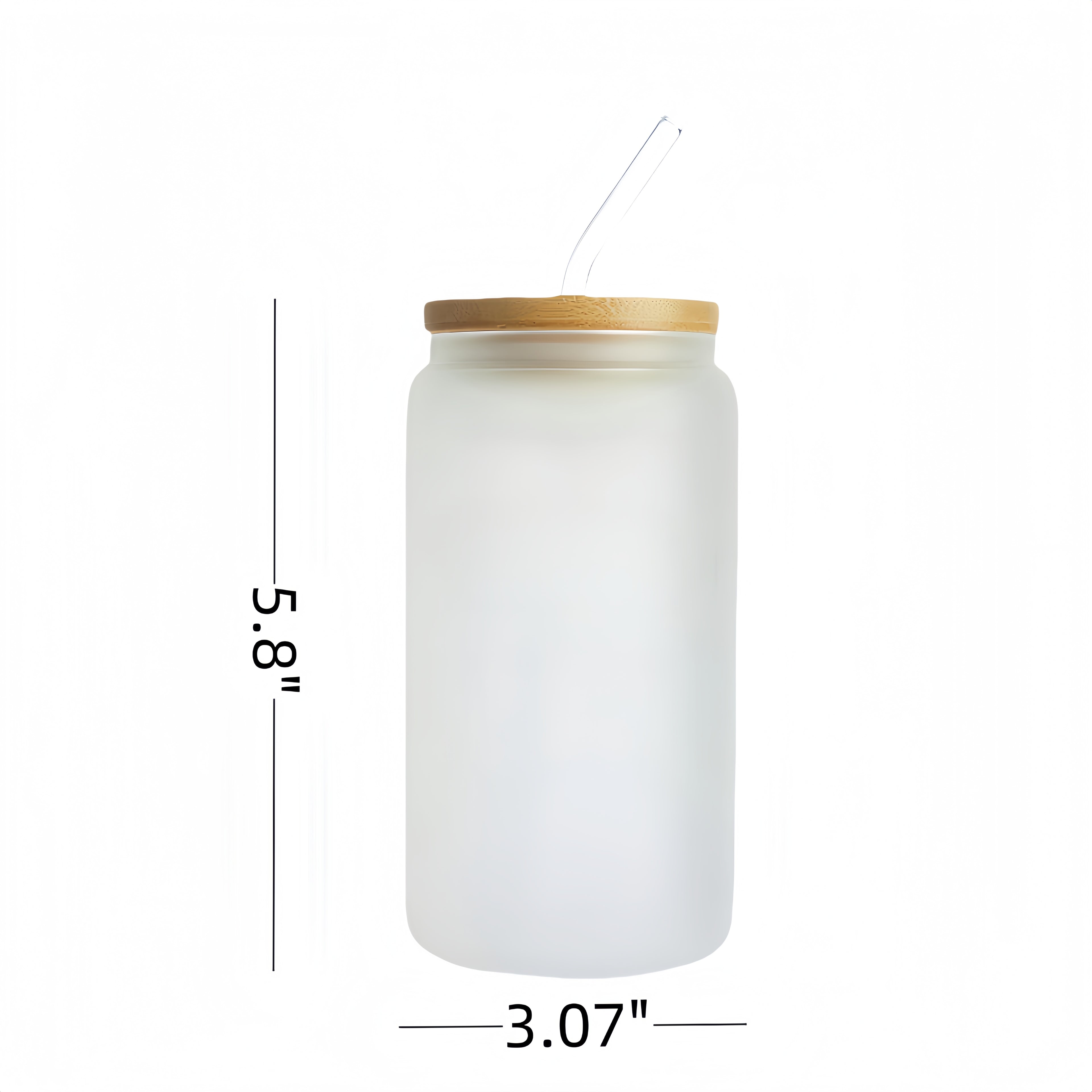16-Ounce Glass Cup With A Natural Bamboo Lid And A Straw