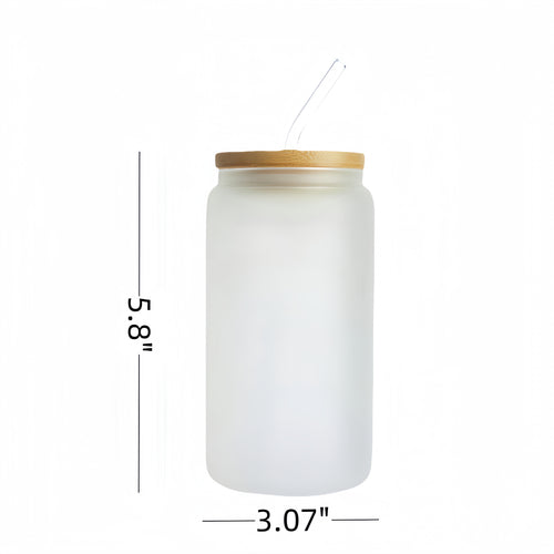 16-Ounce Glass Cup With A Natural Bamboo Lid And A Straw