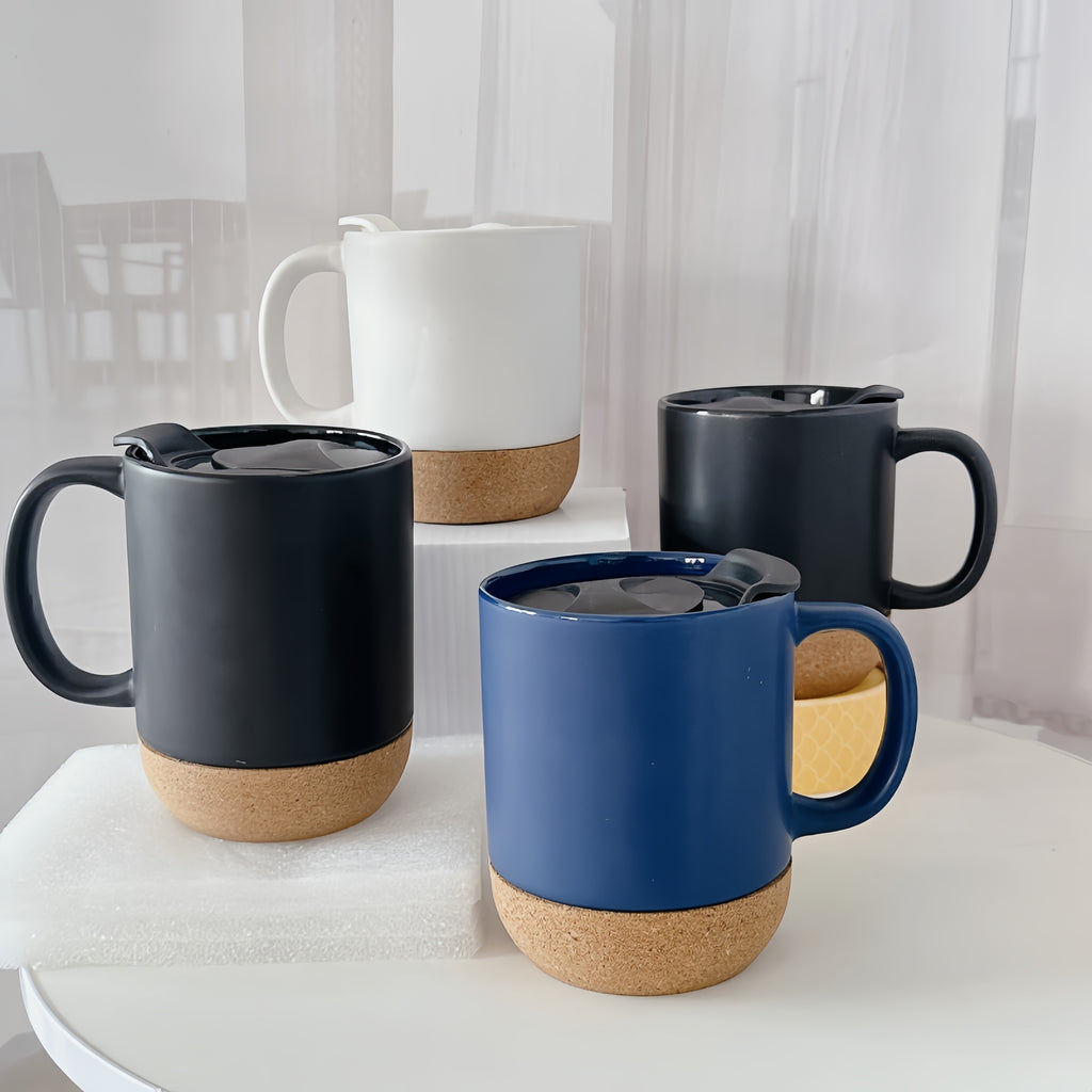 12 Oz Cork Bottom Ceramic Mugs