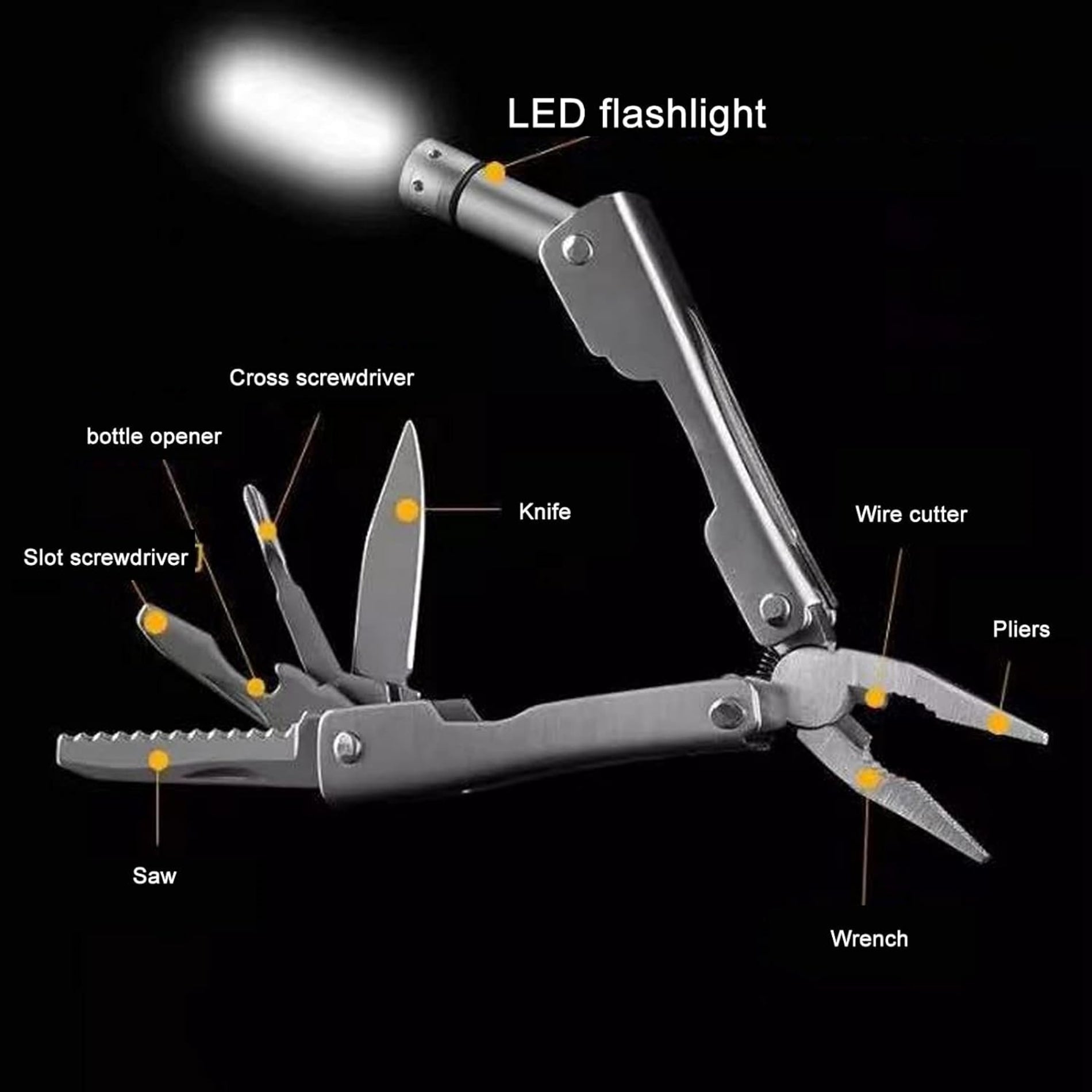Multi-Tool Pliers W/ Light And Key Chain