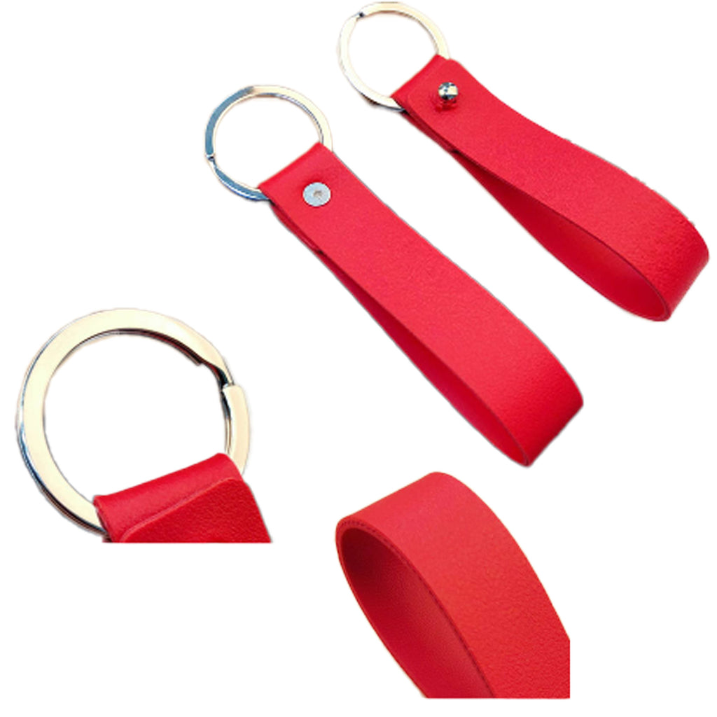 Leather Wide Leather Strap Car Keychain