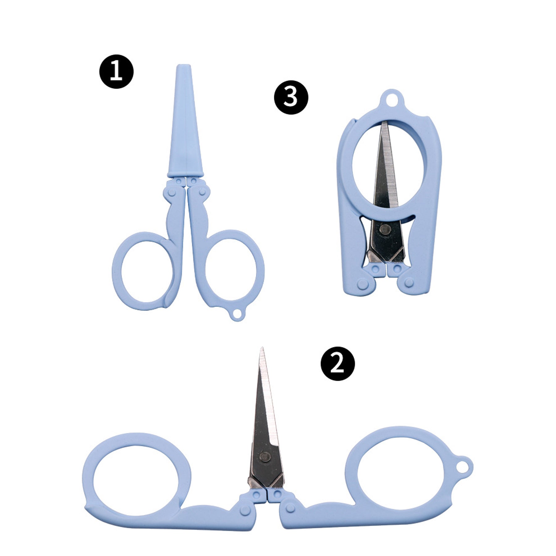 Mini Folding Stainless Steel Scissors With Keyring Hole