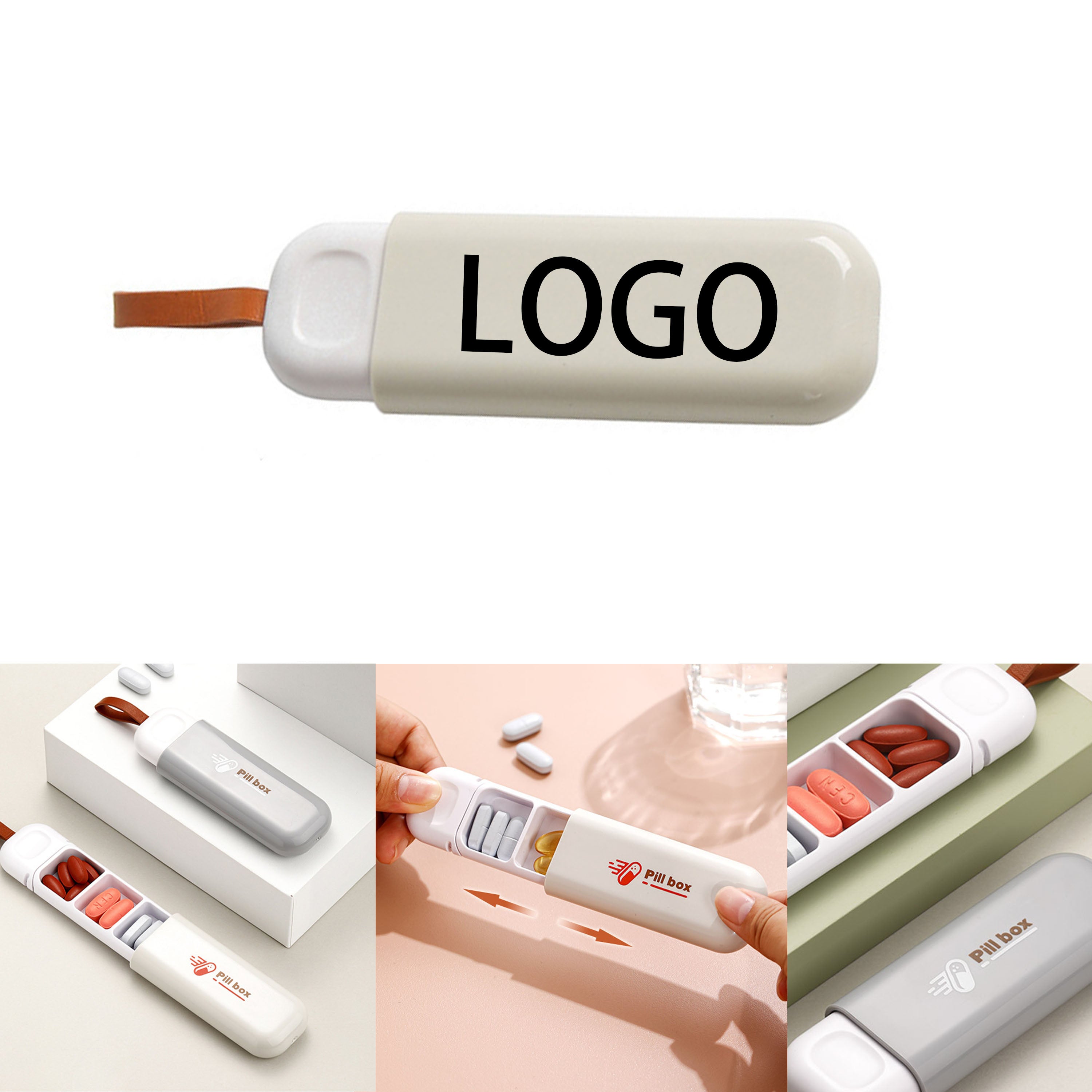 Portable Customizable Three-Compartment Dispenser Pill Box