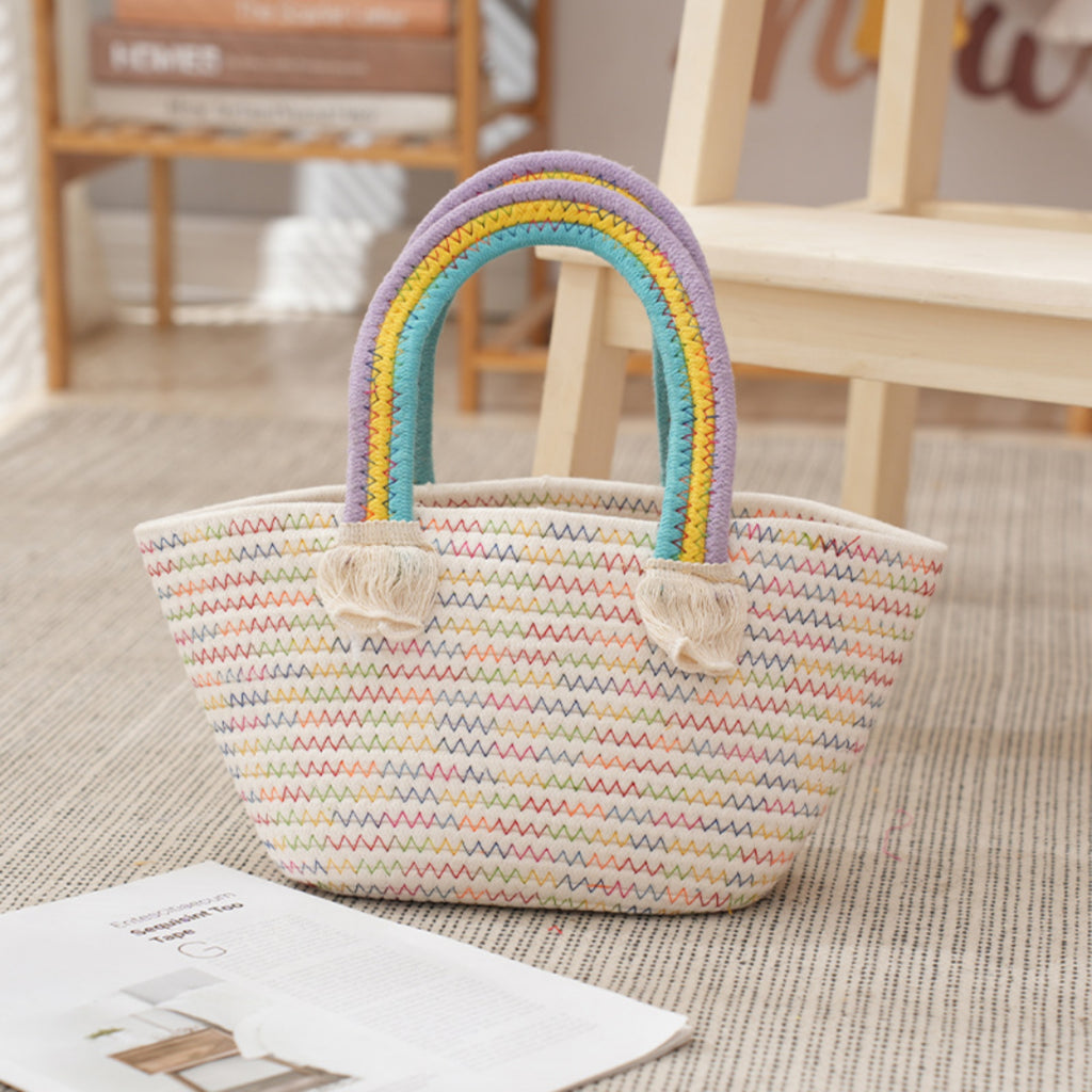 Pastel Rainbow Macrame Bag Handmade Cotton Bridal Favor