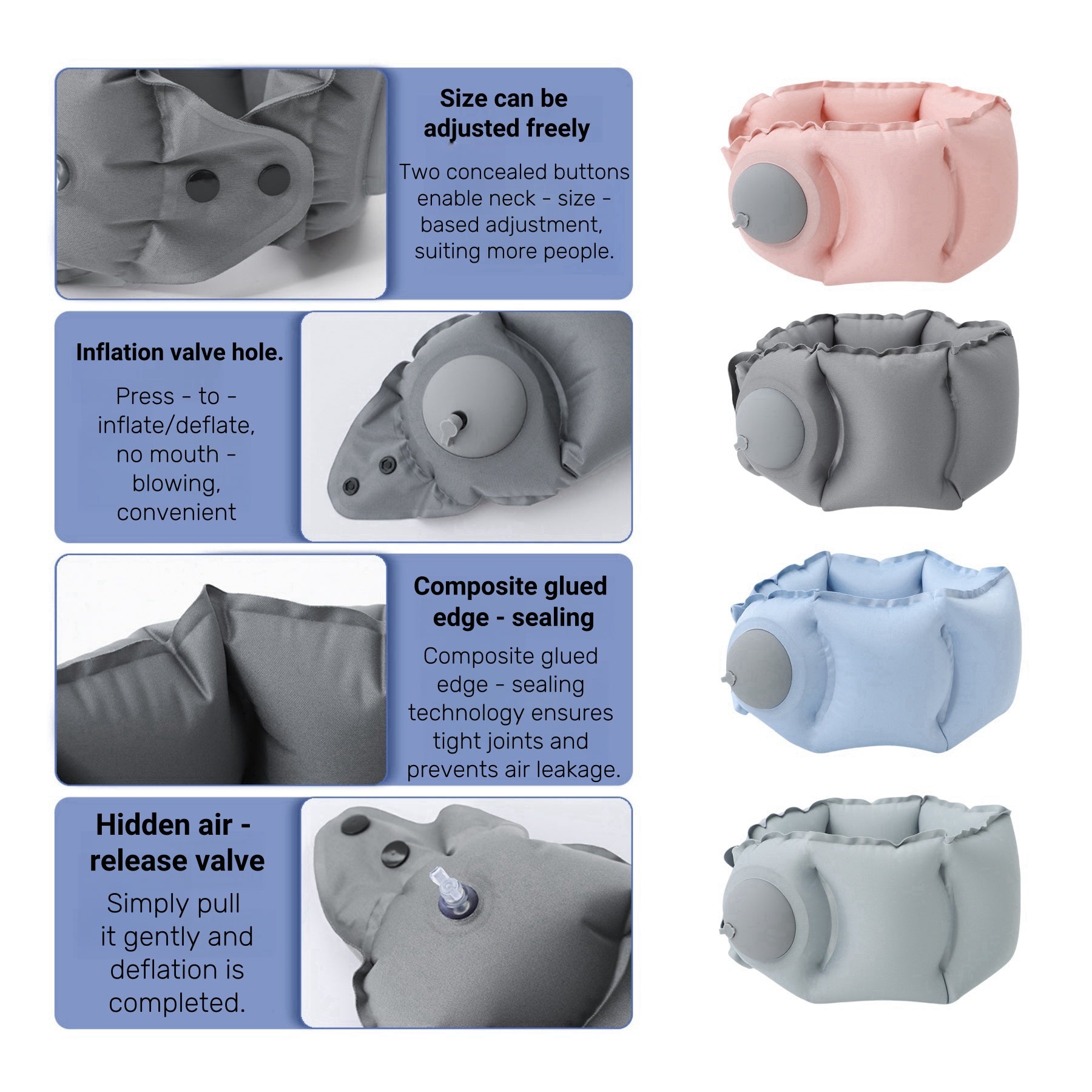 Press-To-Inflate U-Shaped Neck Pillow For The Neck