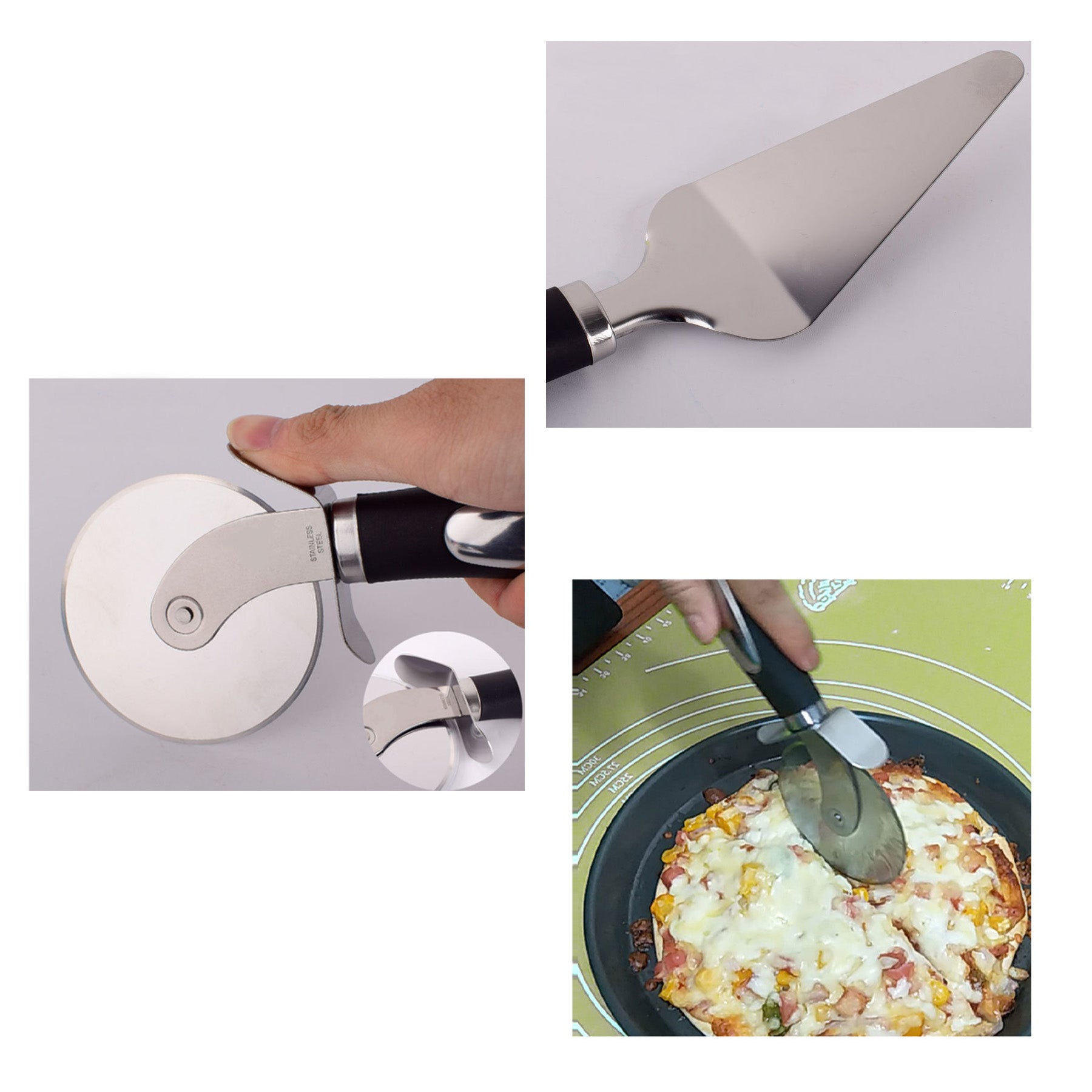 Stainless Steel Pizza Cutter Roller And shovel