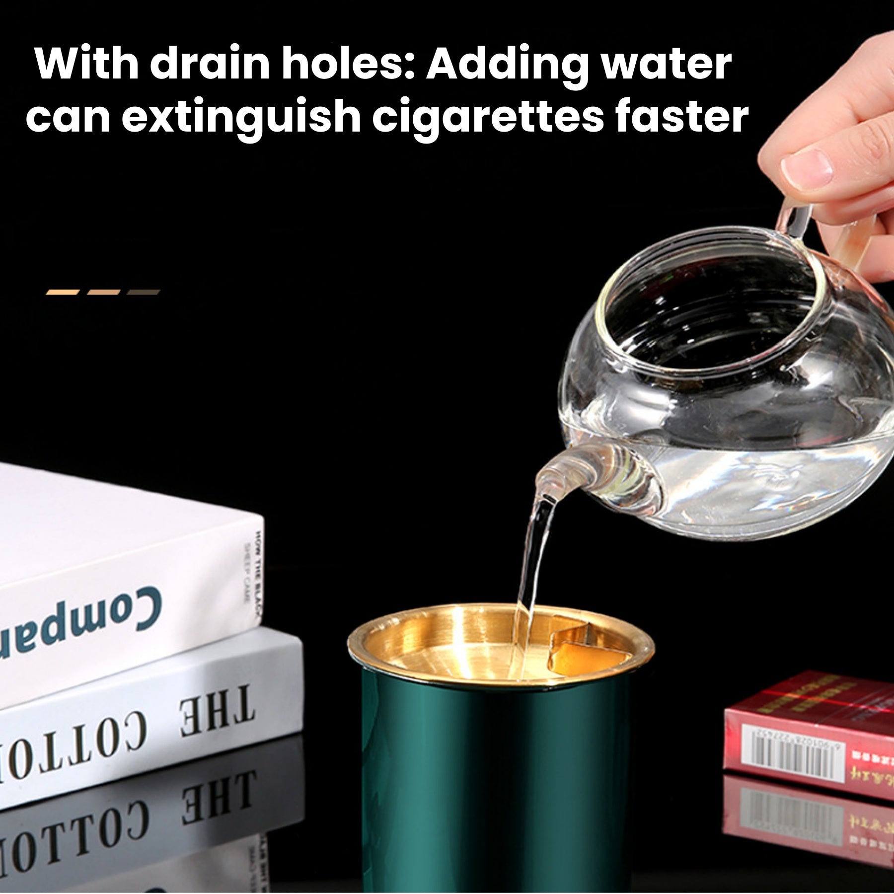 Stainless Steel Ashtray With Lid - Anti-Ash Flying Design