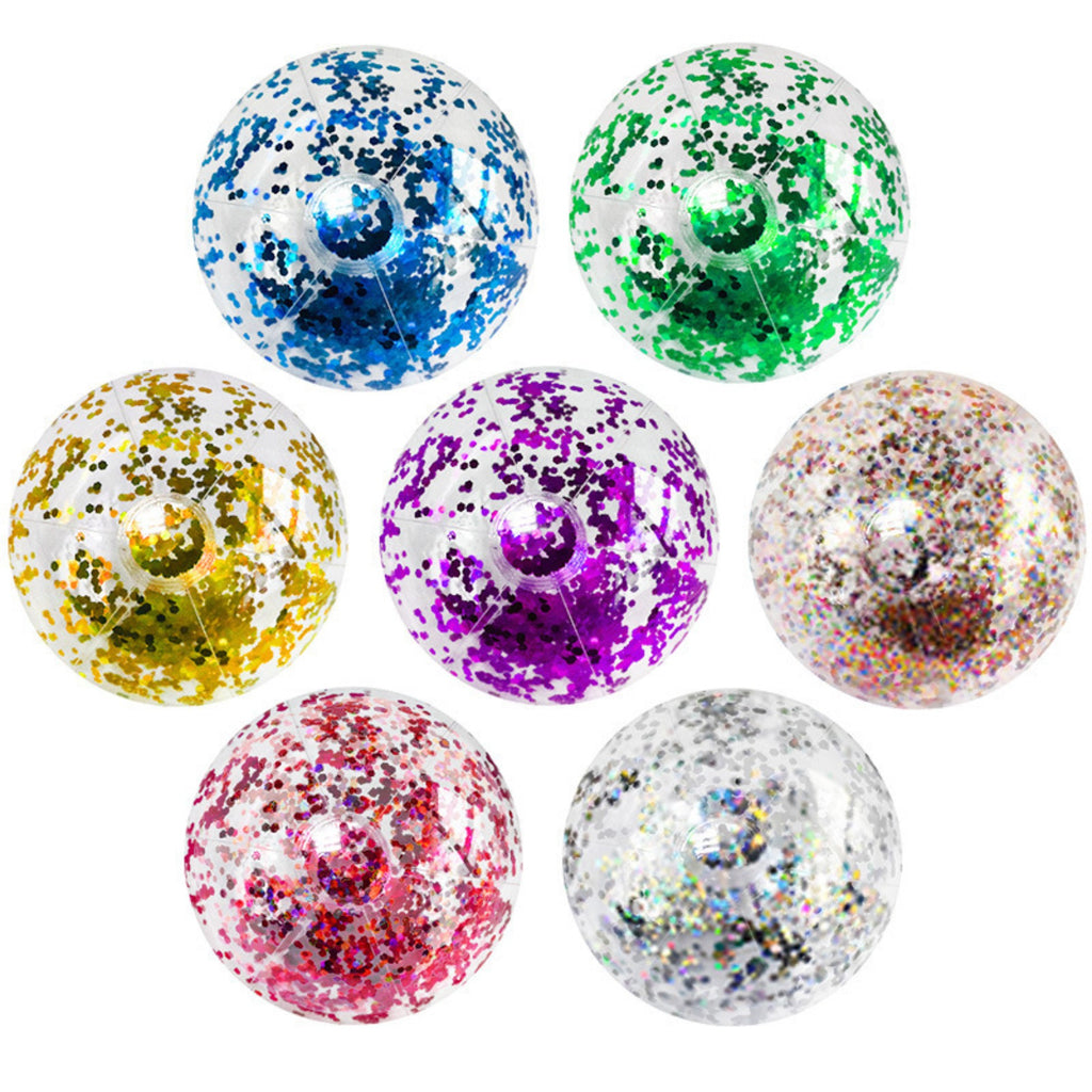 16 Inch Party Inflatable Clear Glitter Beach Ball