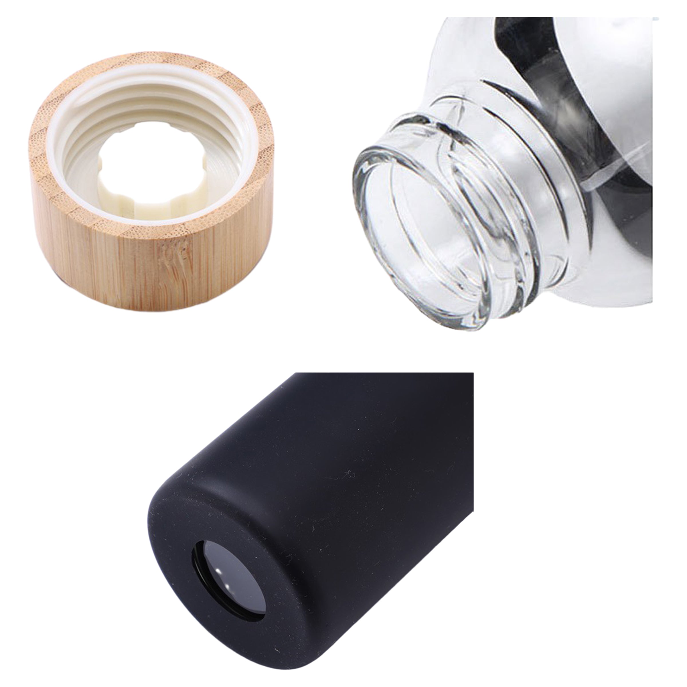 Glass Water Bottle with Bamboo Lid and Silicone Sleeve