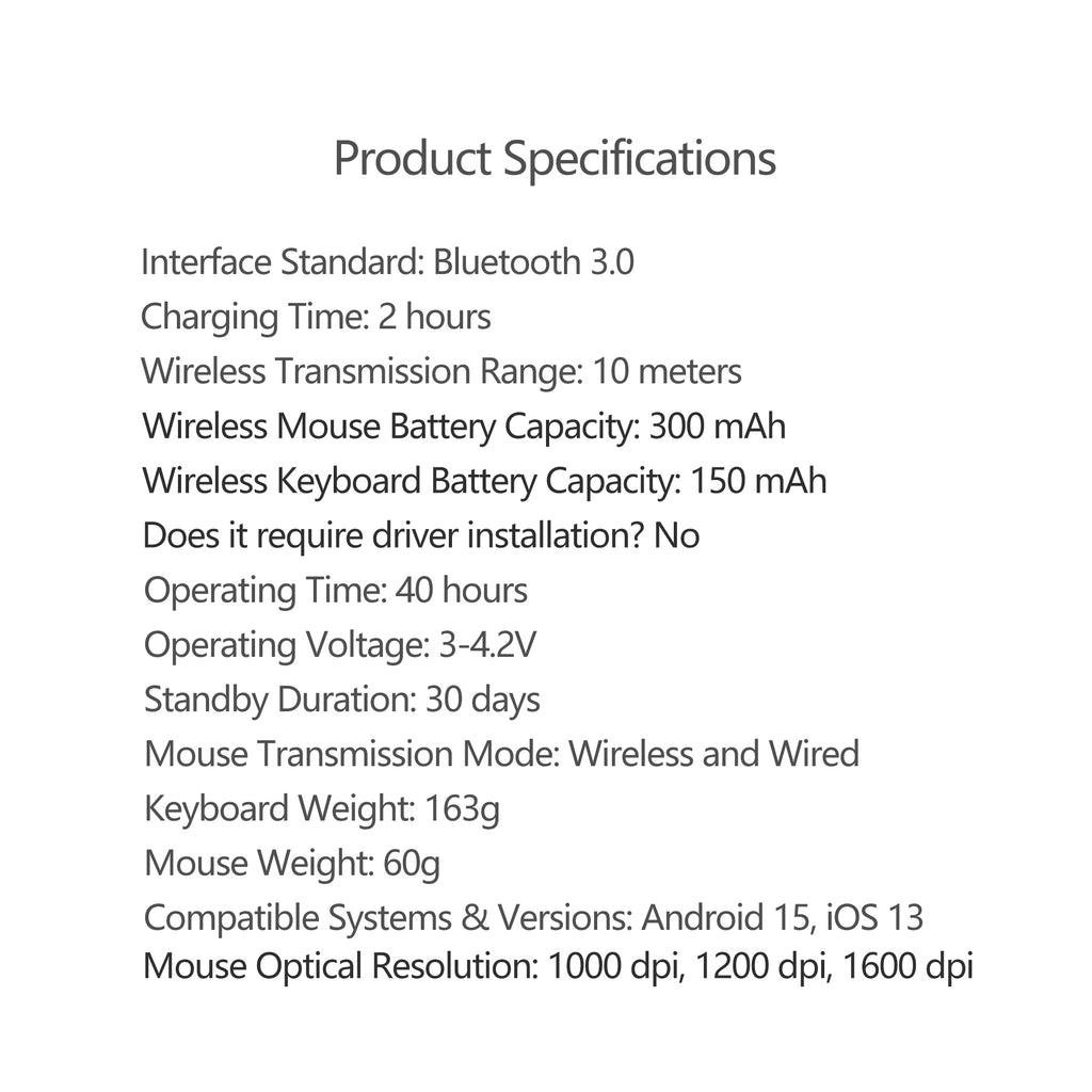 Rechargeable Wireless Keyboard Mouse For Tablet Cell Phone