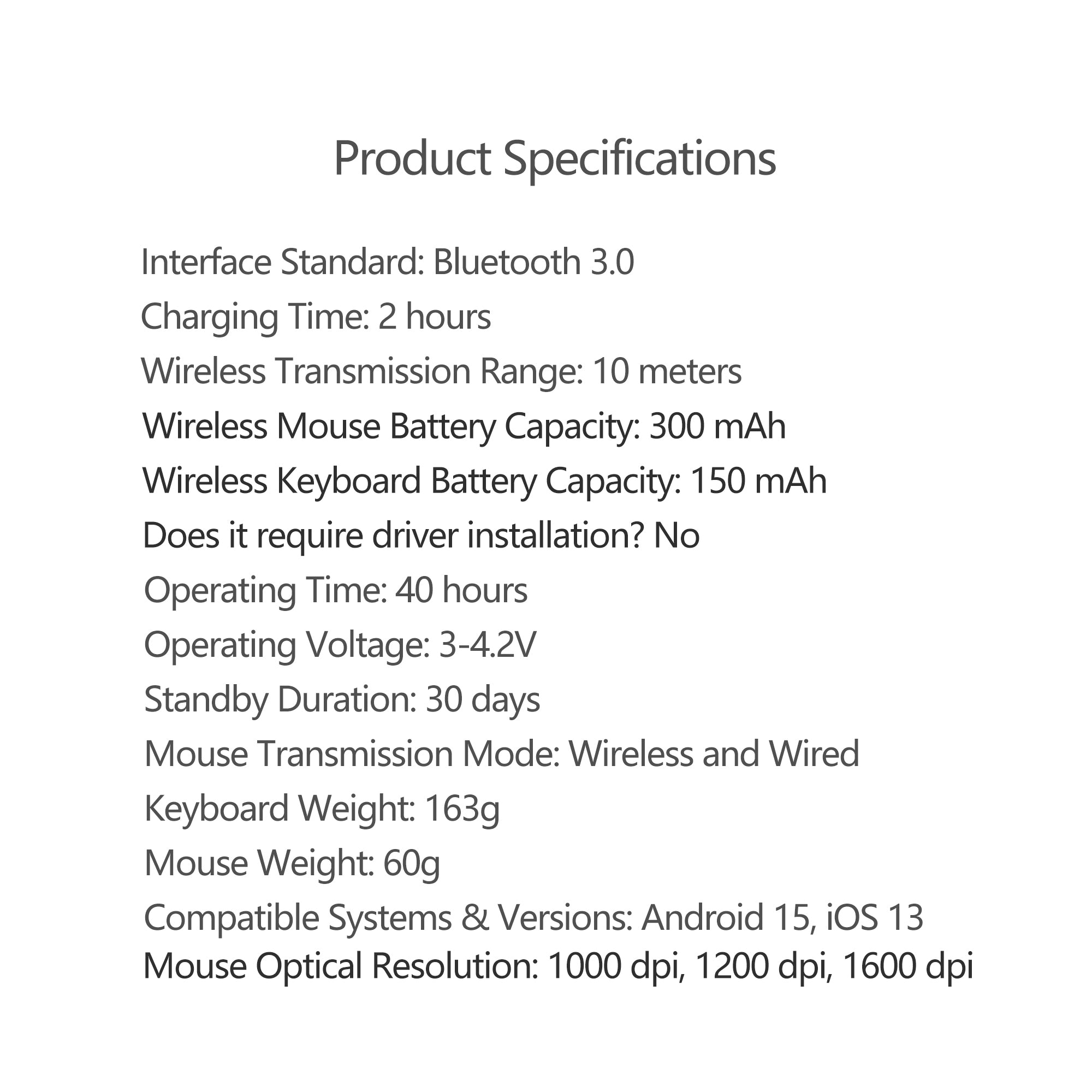 Rechargeable Wireless Keyboard Mouse For Tablet Cell Phone