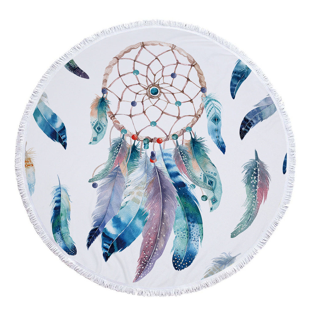 Dreamcatcher Printing Round Beach Towel With Tassels