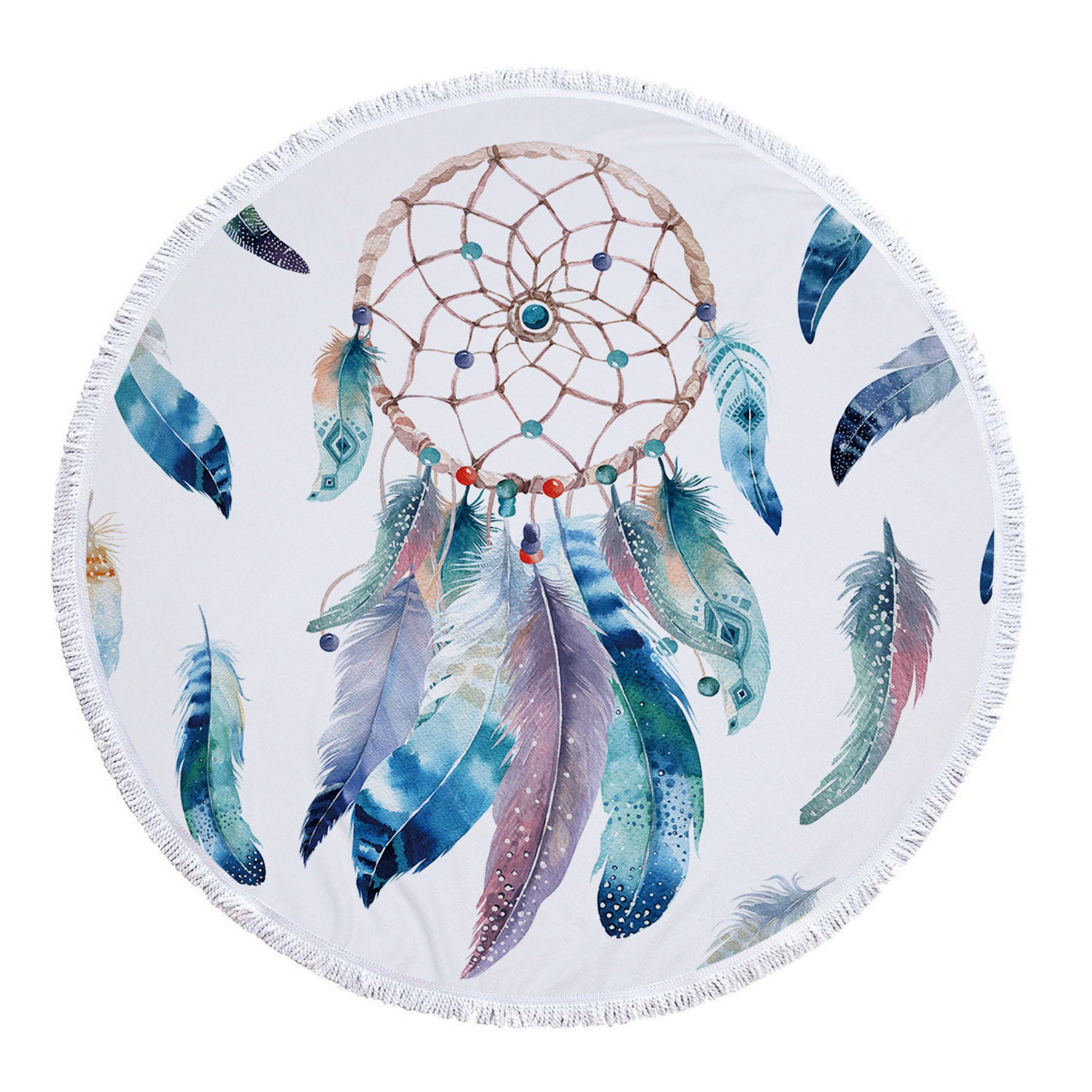 Dreamcatcher Printing Round Beach Towel With Tassels