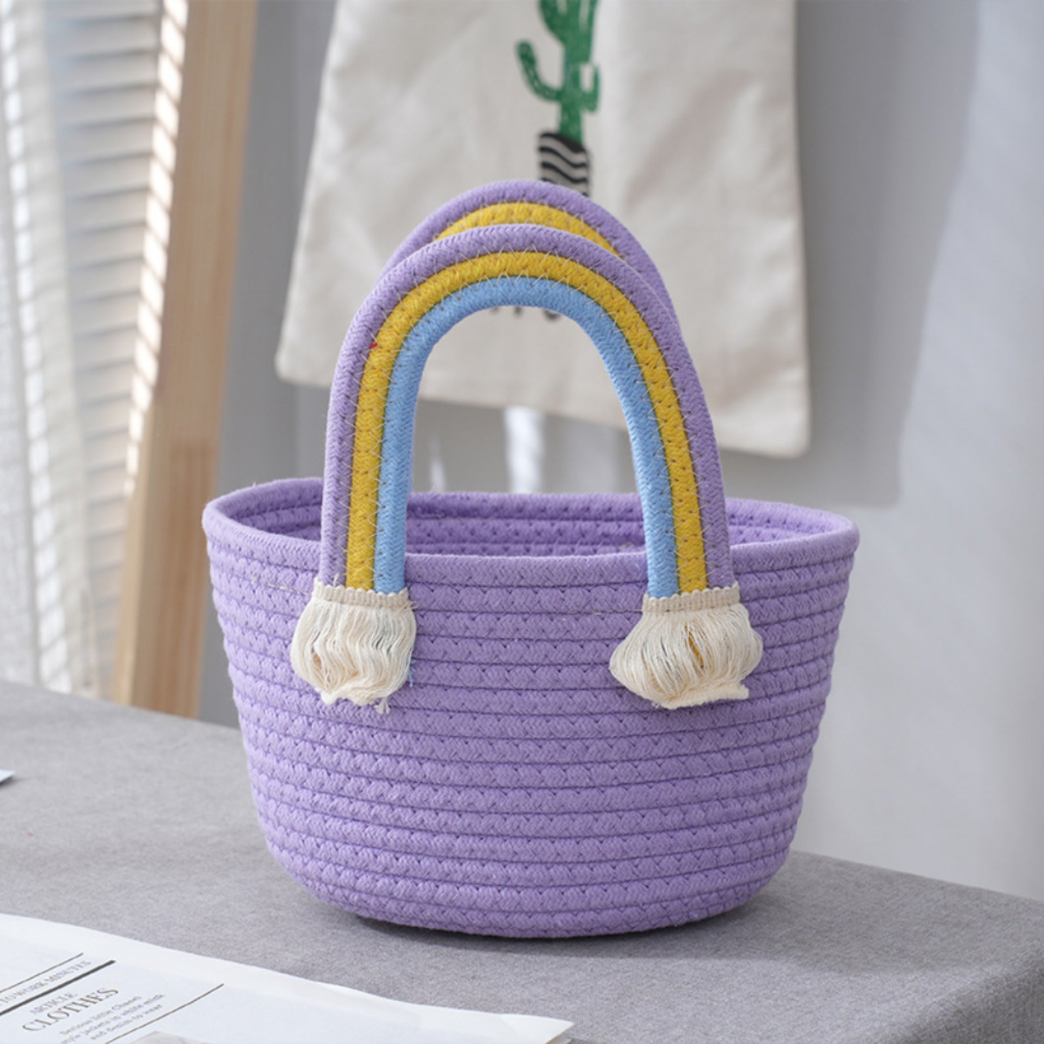 Pastel Rainbow Macrame Bag Handmade Cotton Bridal Favor