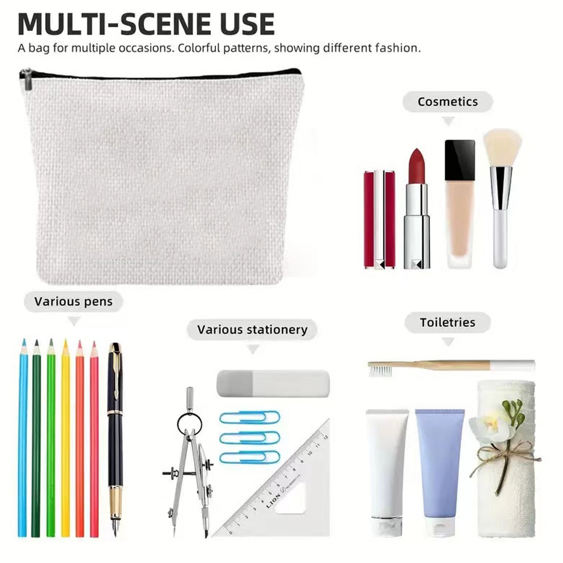 Travel Makeup Bag Multi Purpose Organizer Zipper Pouch